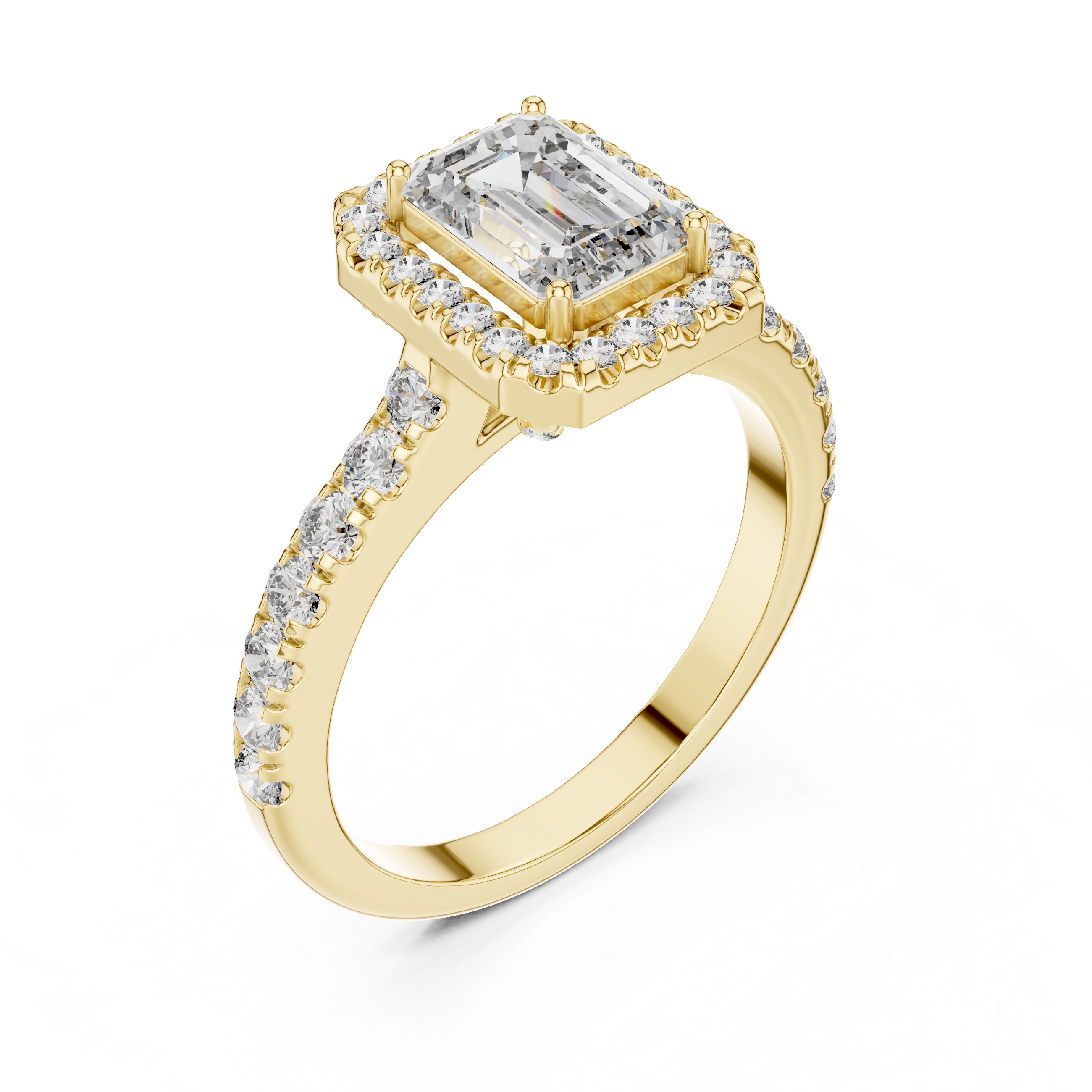 Emerald Cut Diamond Halo Engagement Ring