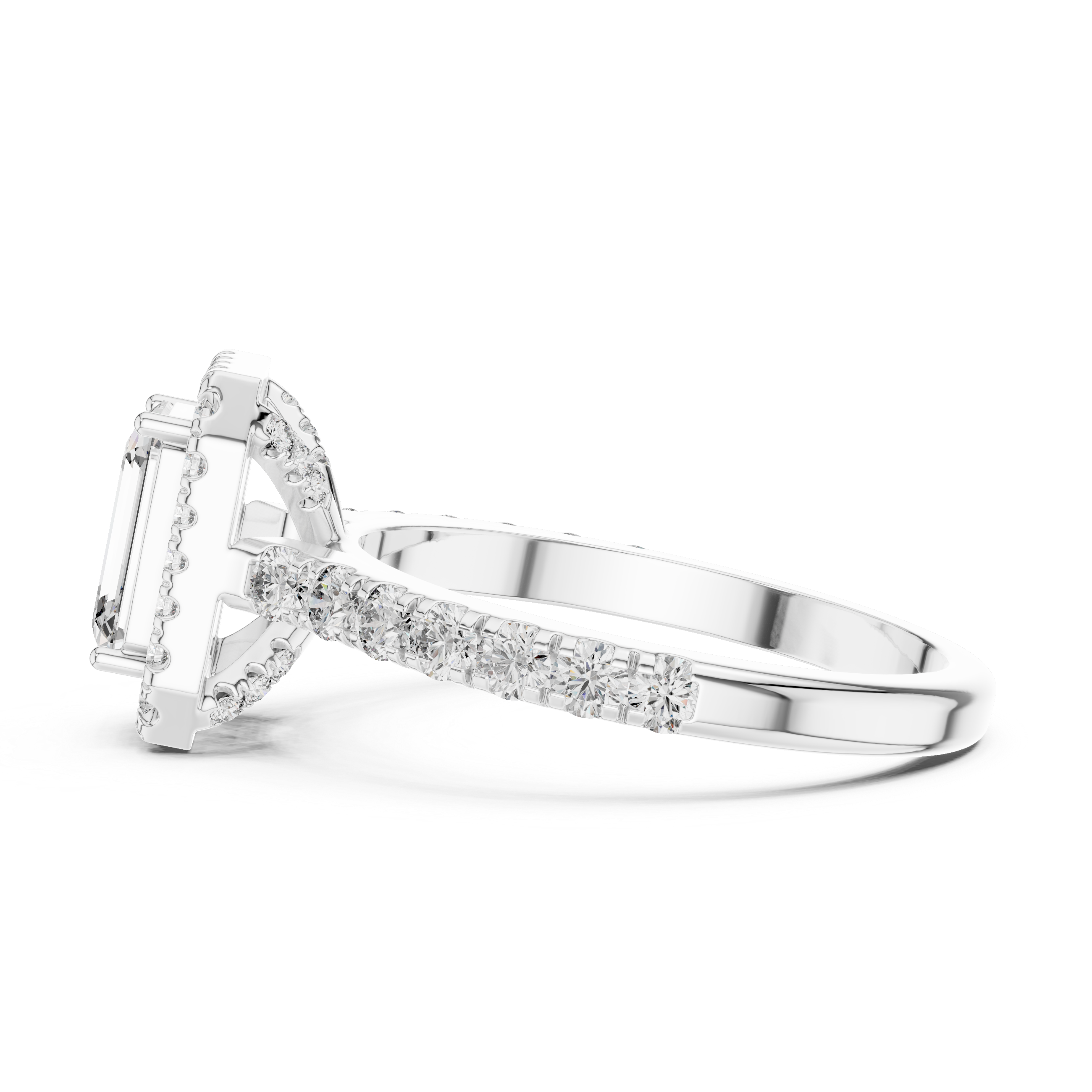 Emerald Cut Diamond Halo Engagement Ring