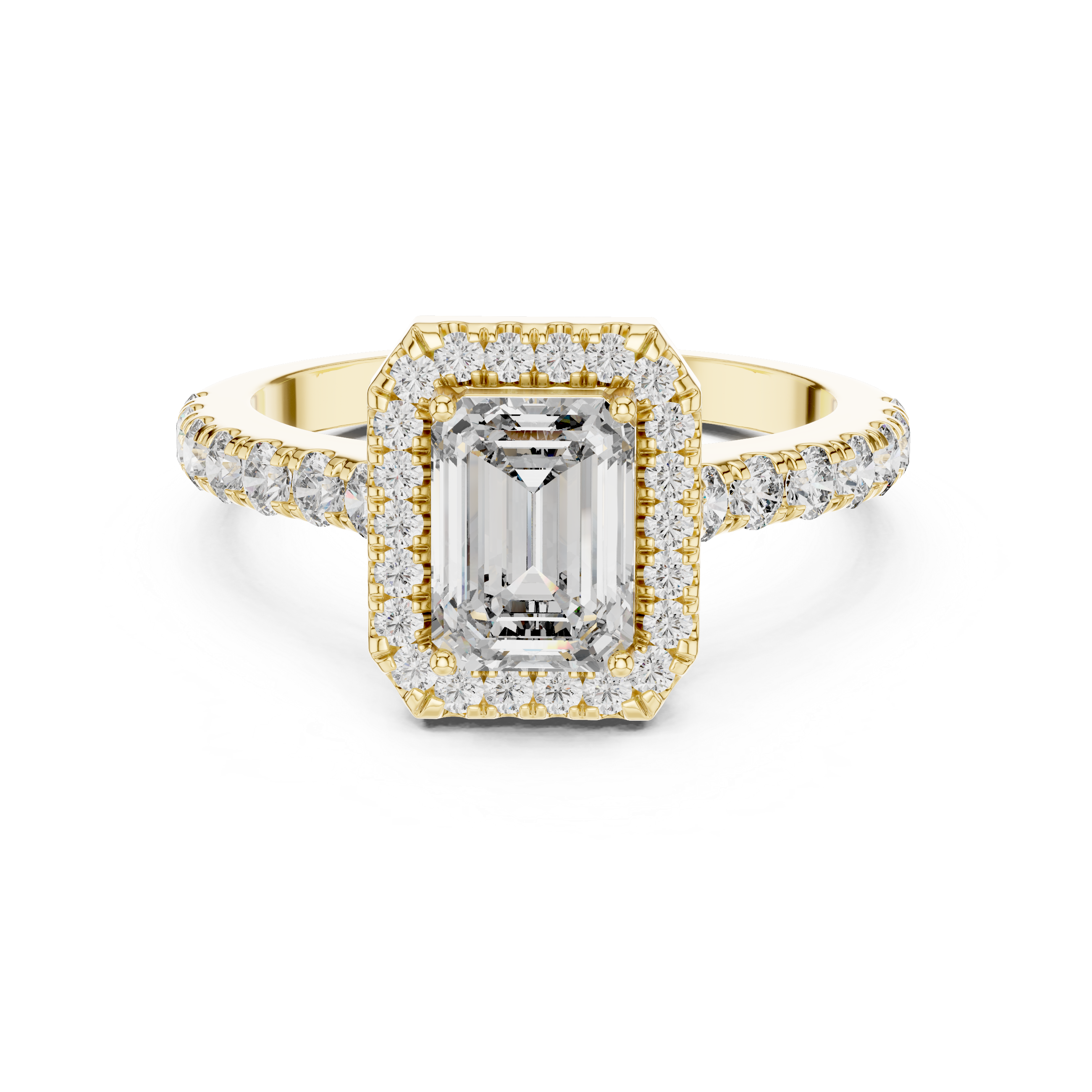 Emerald Cut Diamond Halo Engagement Ring