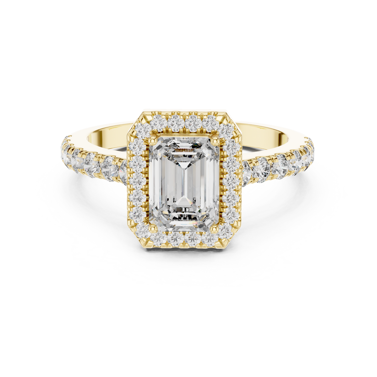 Emerald Cut Diamond Halo Engagement Ring