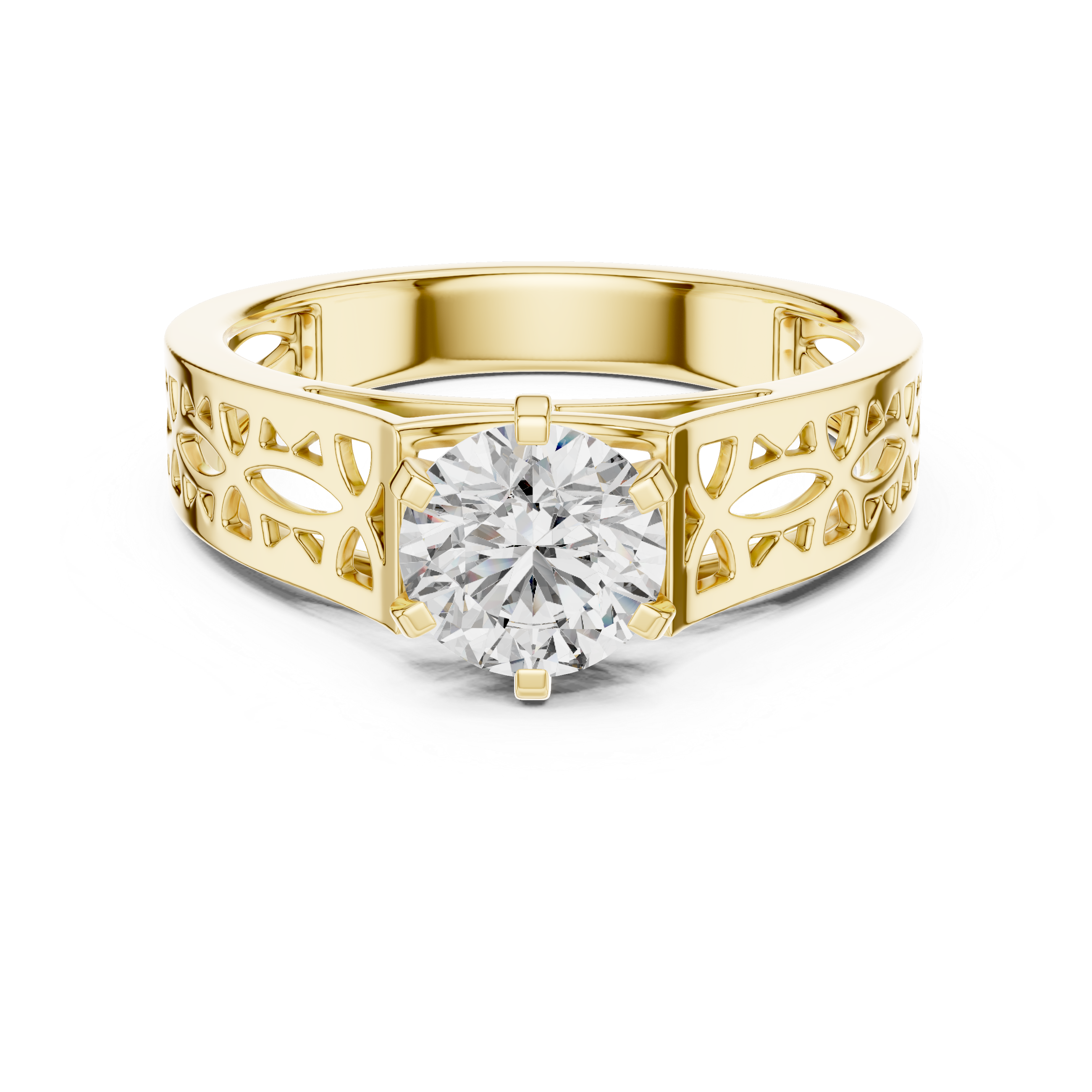 Unique Round Cut Diamond Ornate Filigree Band Ring