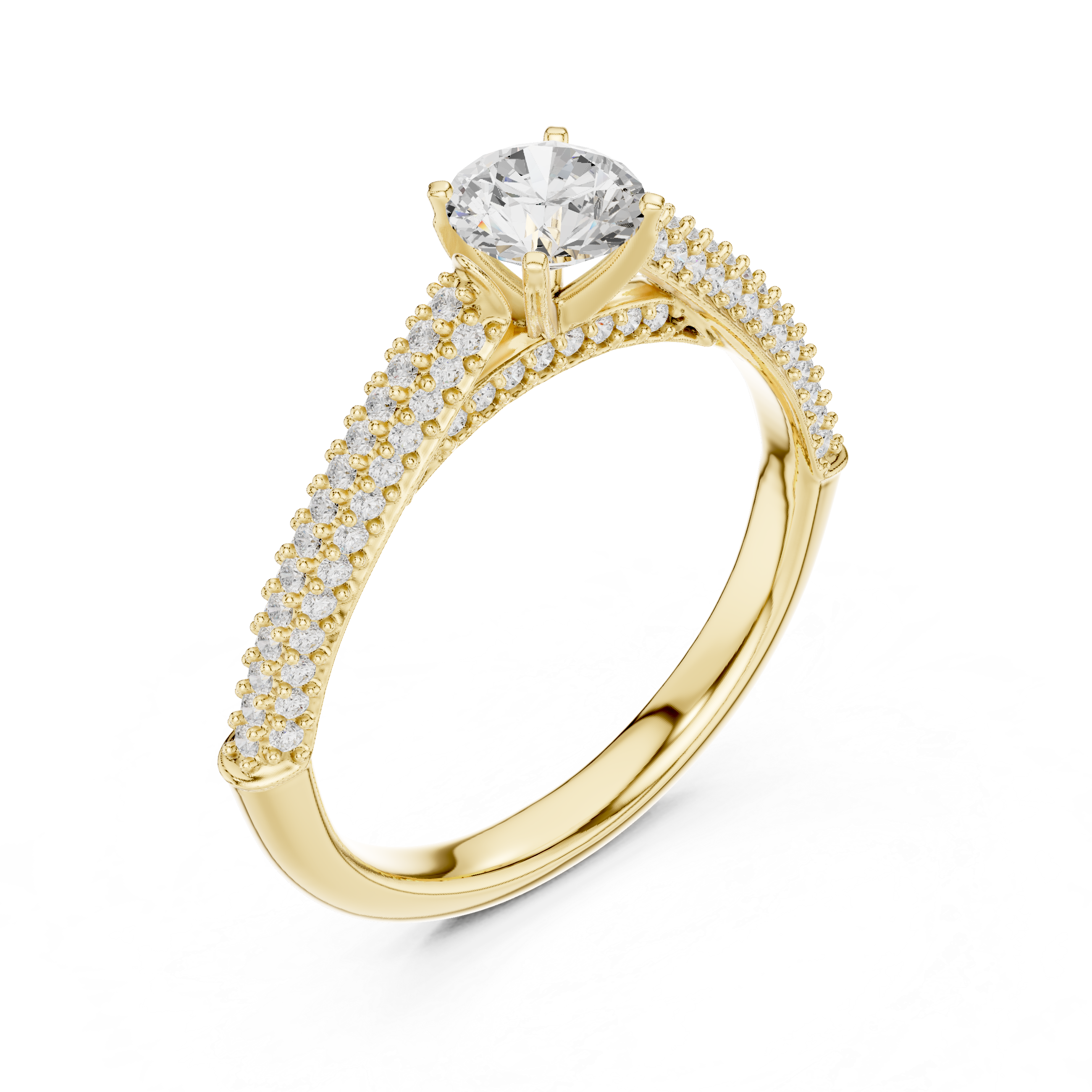 Round Cut Lab Grown Diamond Ring With Cathedral Shank