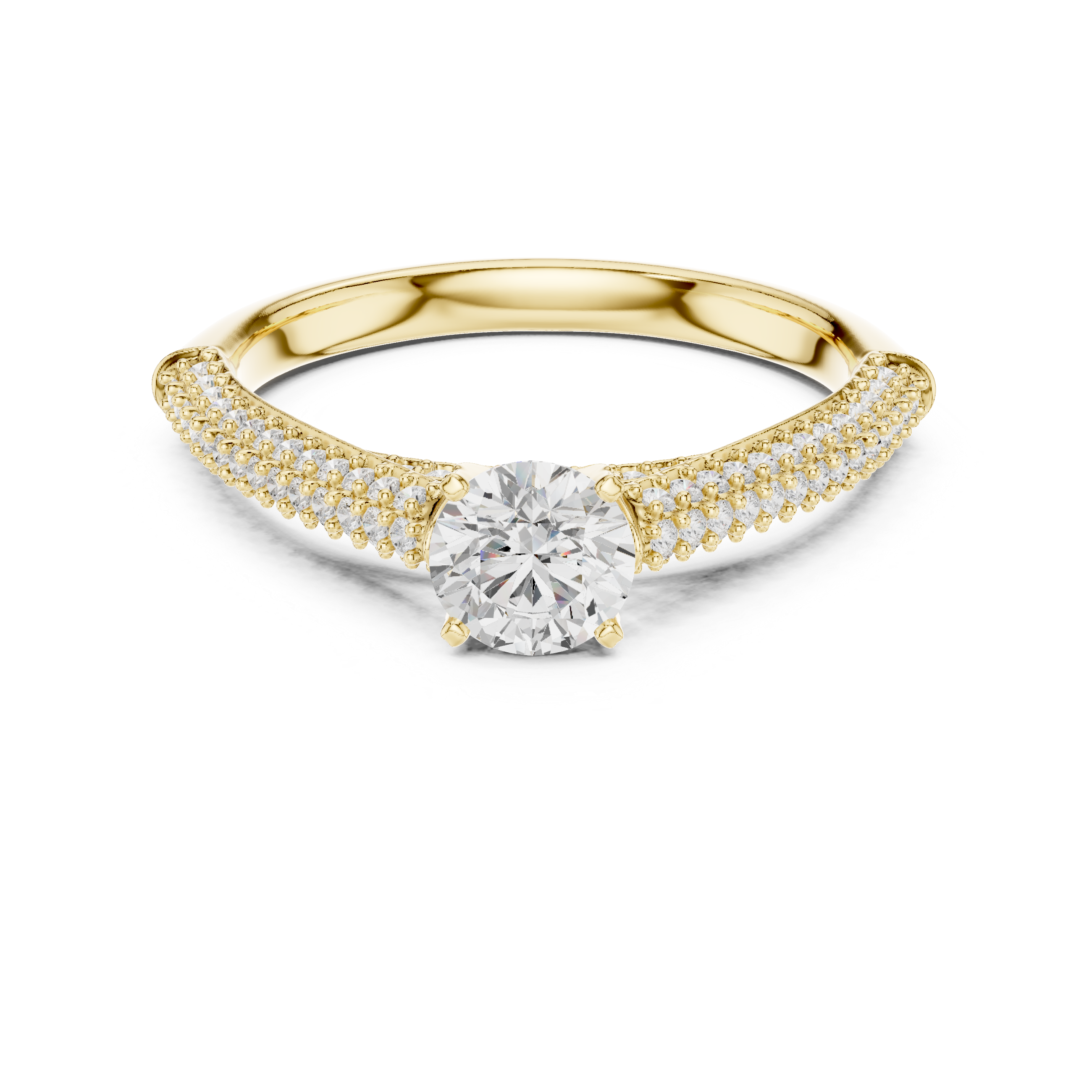 Round Cut Lab Grown Diamond Ring With Cathedral Shank