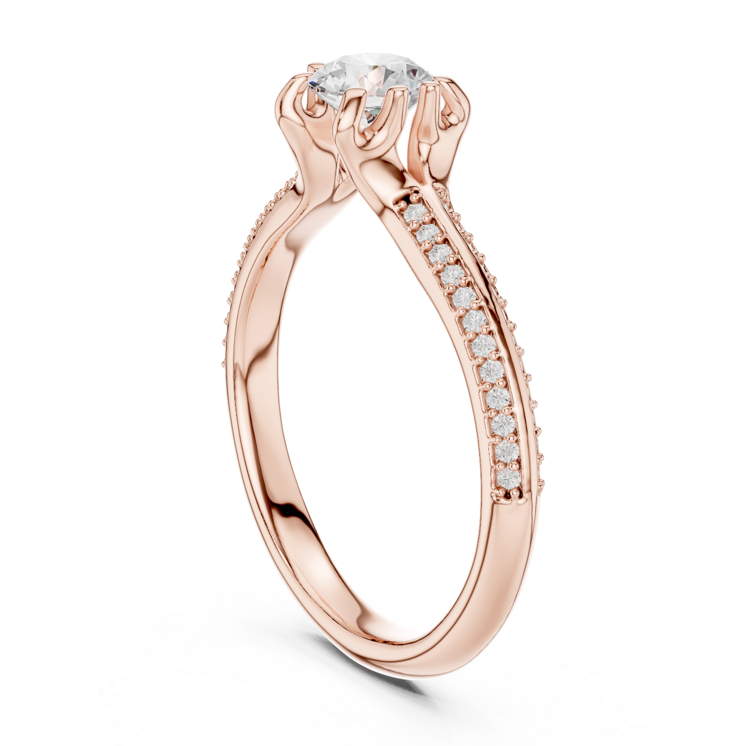 Round Brilliant Cut Double Row Diamond Wedding Ring