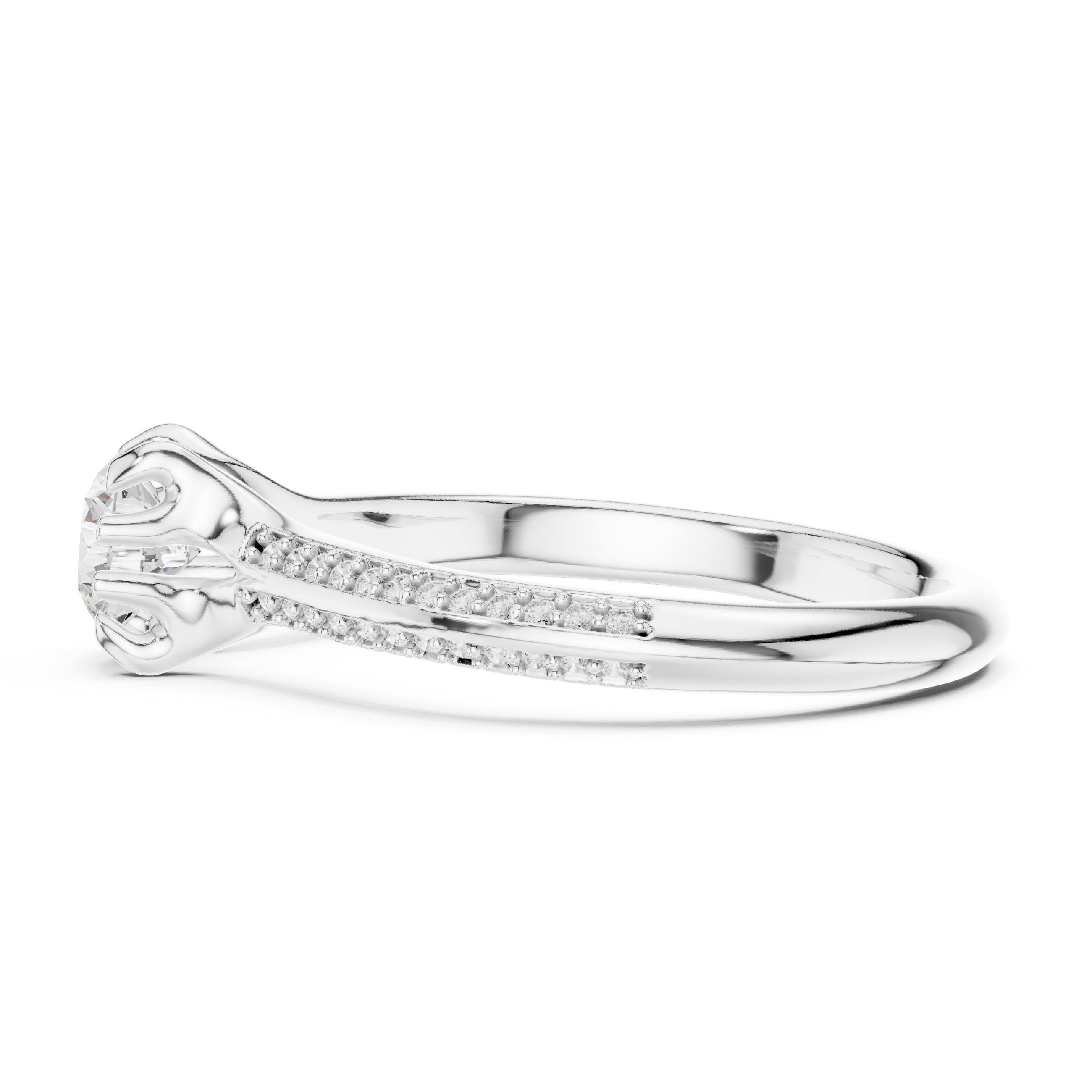Round Brilliant Cut Double Row Diamond Wedding Ring