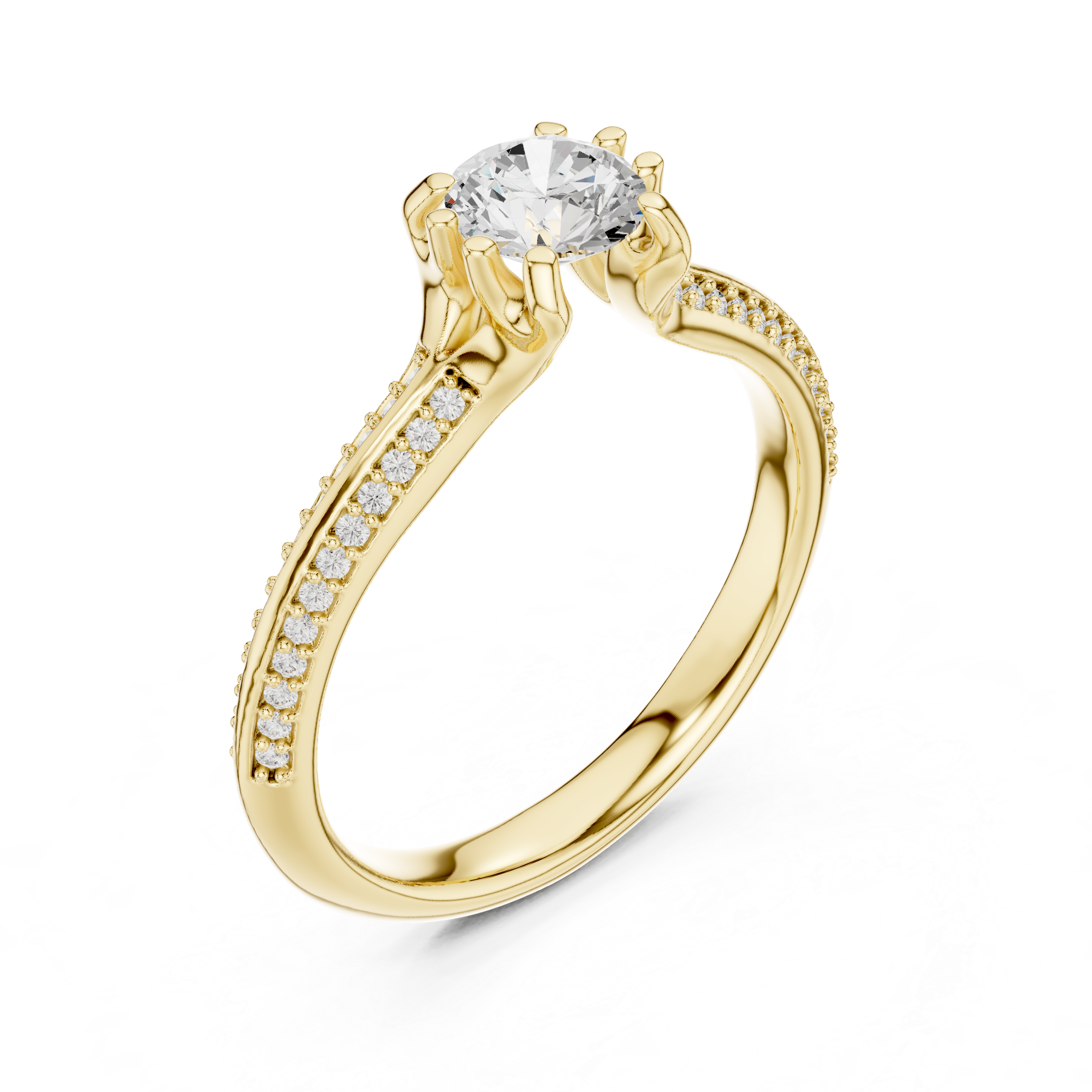 Round Brilliant Cut Double Row Diamond Wedding Ring