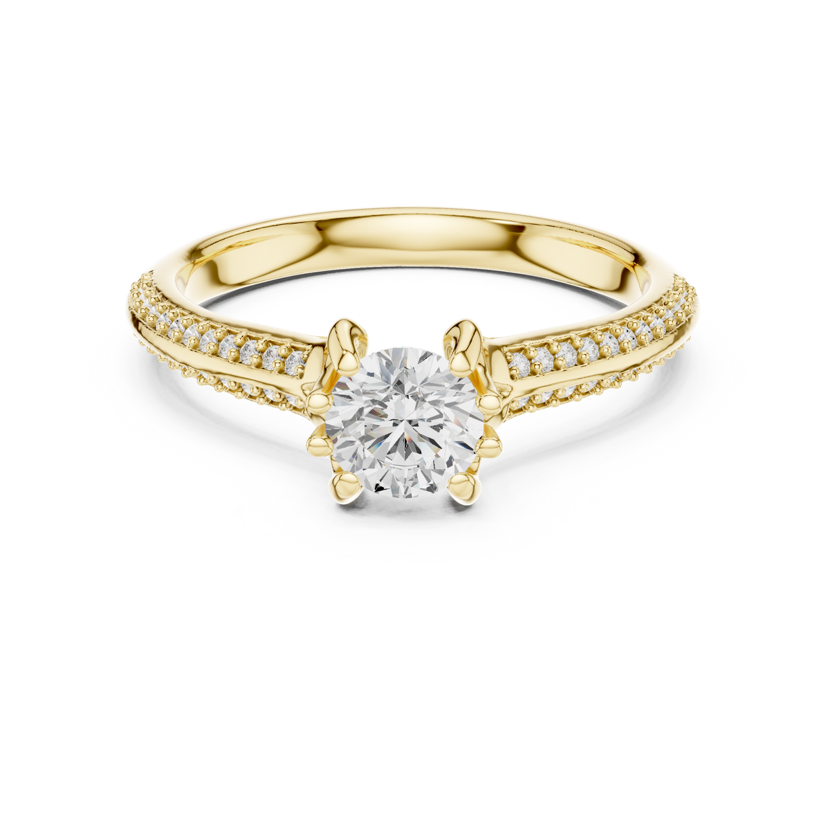 Round Brilliant Cut Double Row Diamond Wedding Ring