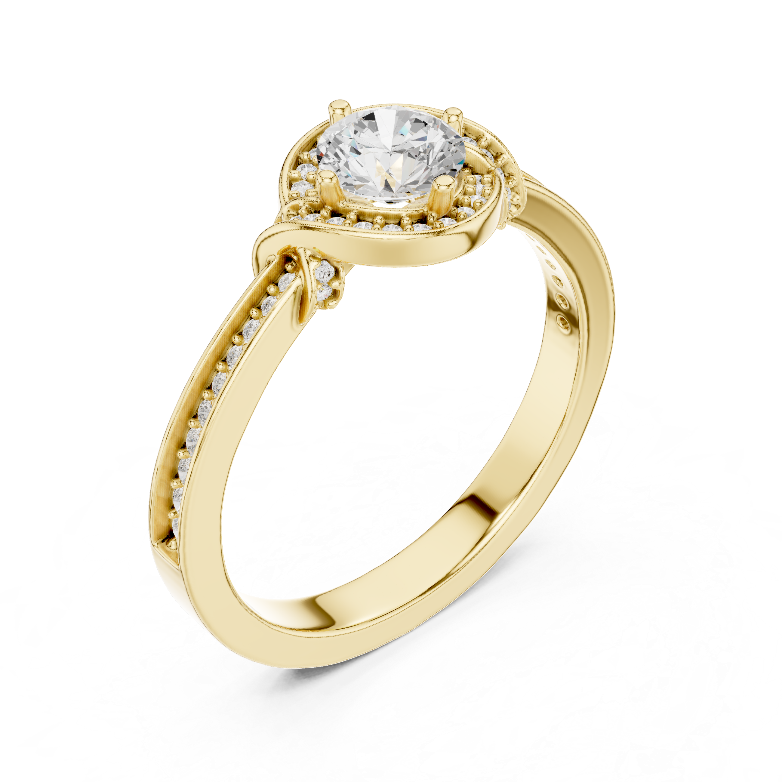 Round Brilliant Lab Diamond Halo Engagement Ring