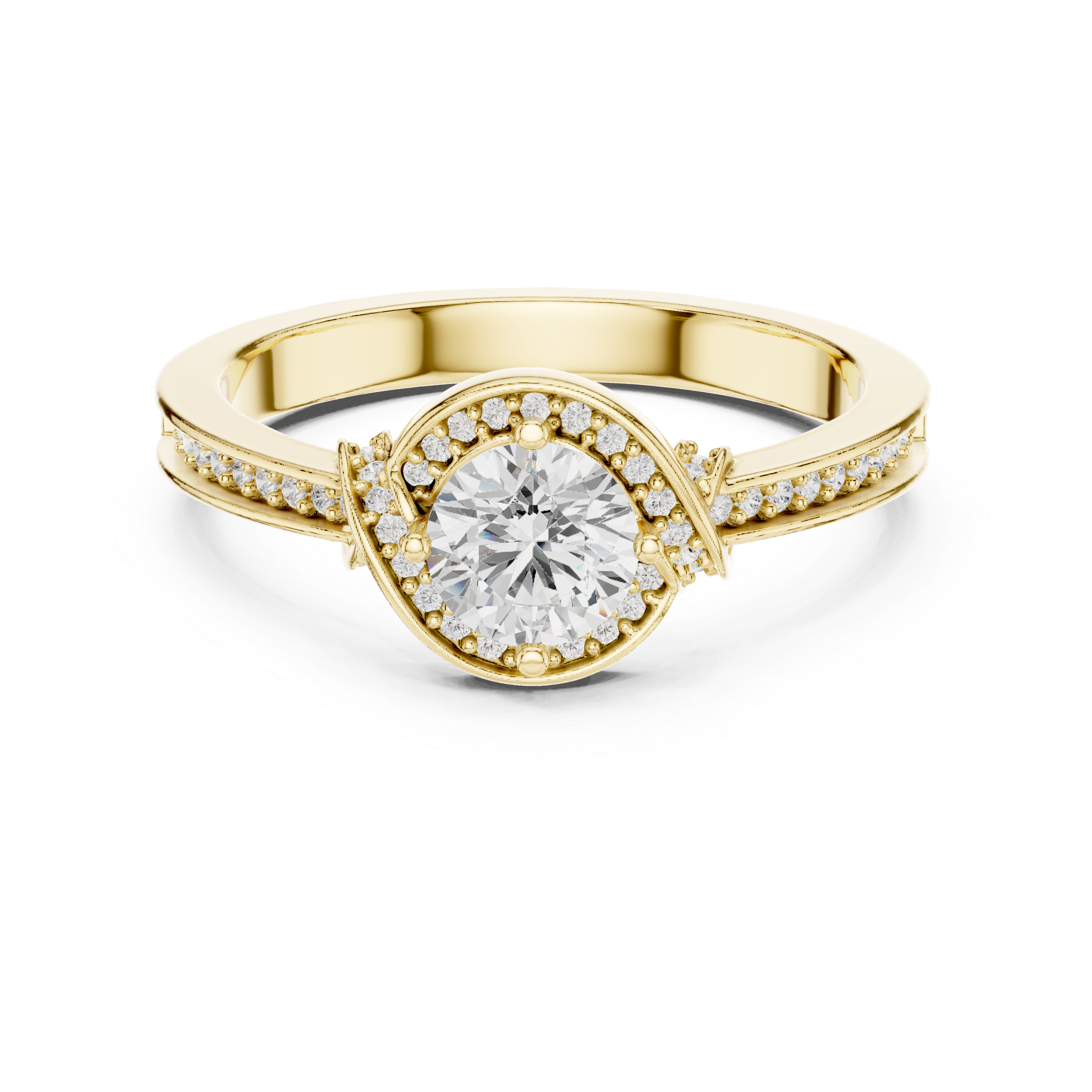 Round Brilliant Lab Diamond Halo Engagement Ring
