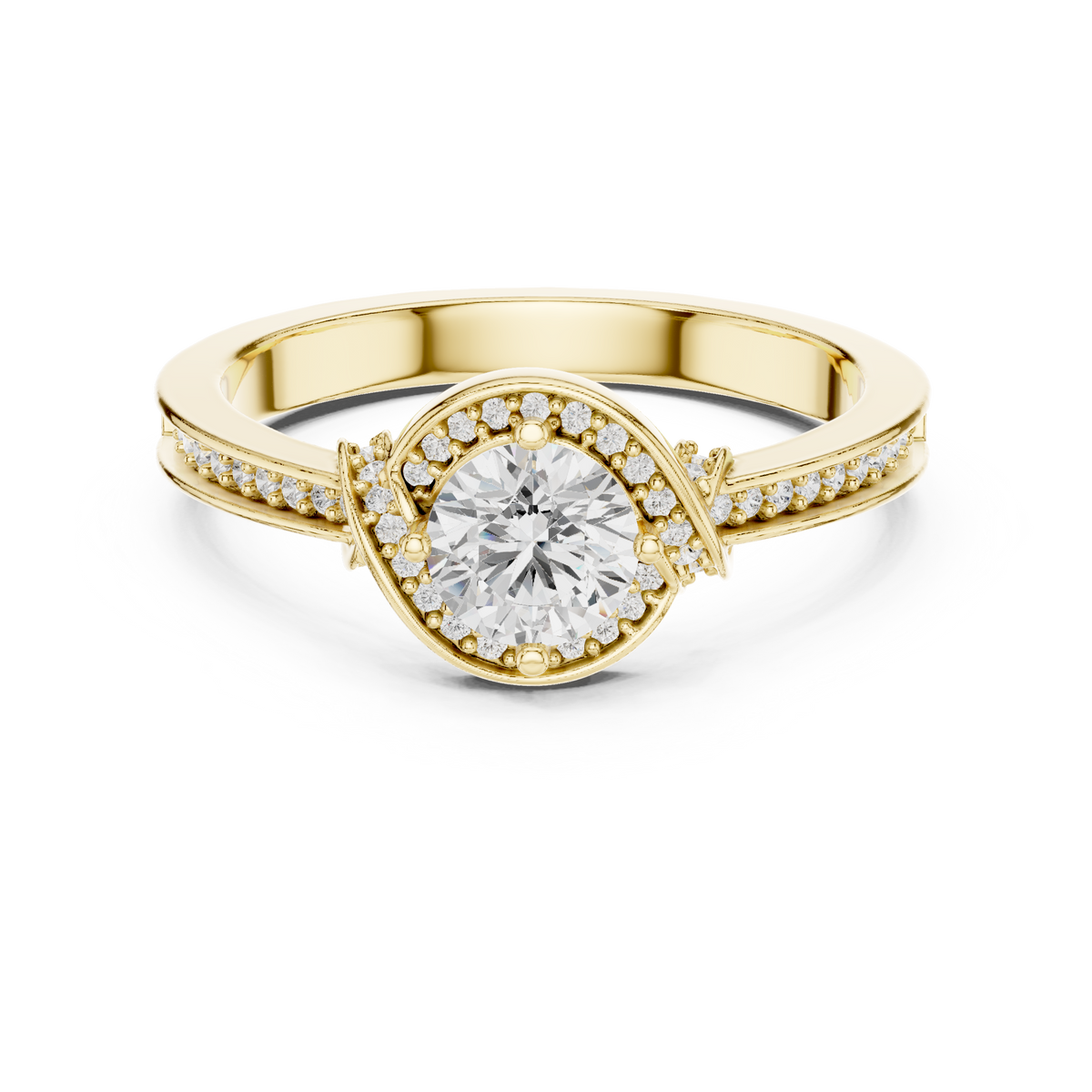 Round Brilliant Lab Diamond Halo Engagement Ring