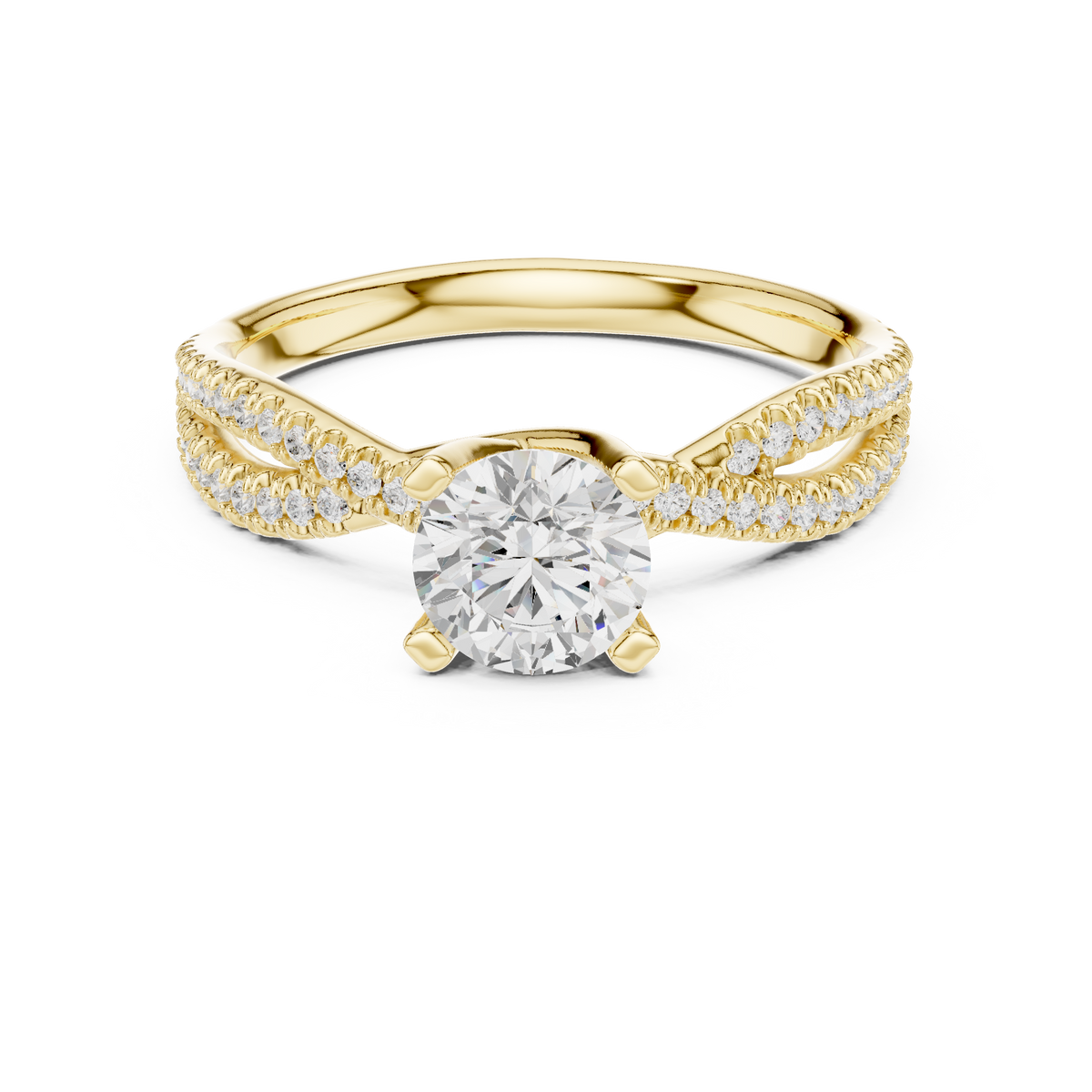 Round Twisted Band Diamond Anniversary Ring With Four Prong Setting