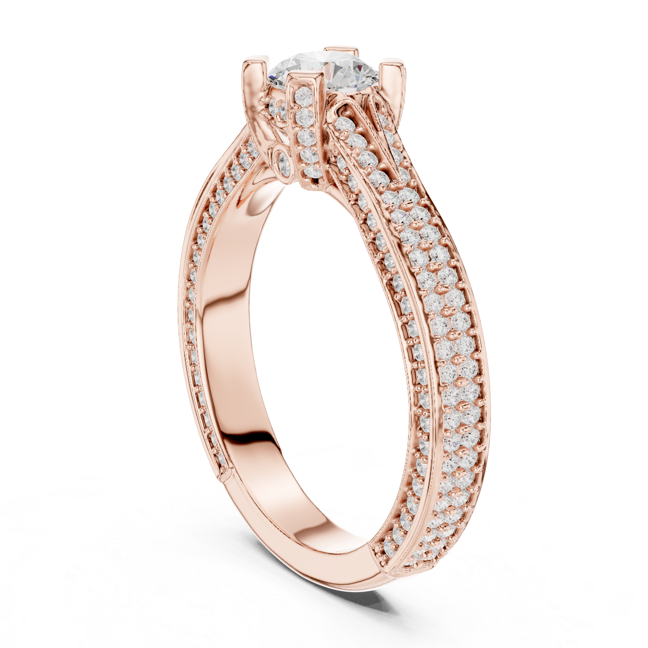 Vintage Inspired Round Brilliant Diamond Anniversary Ring