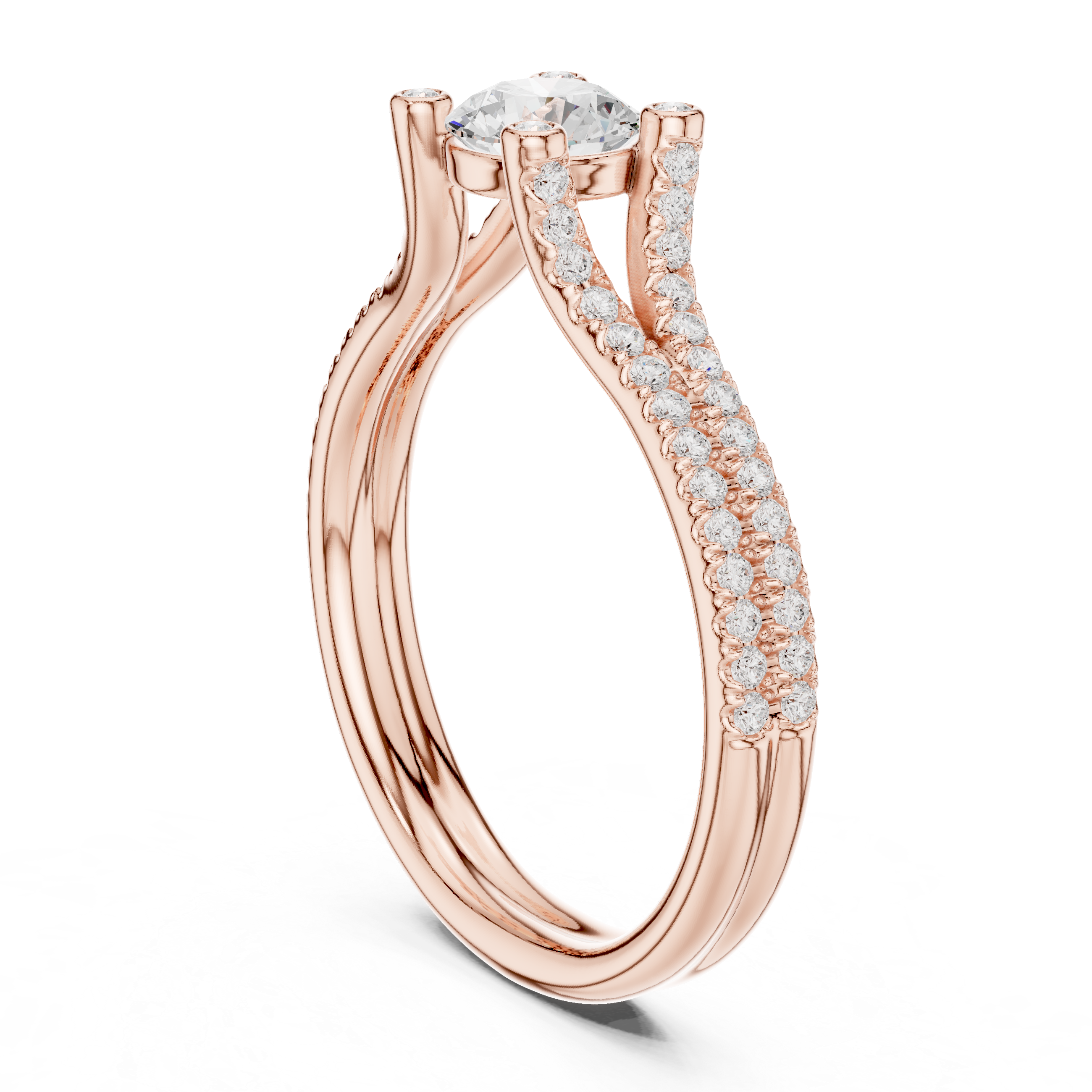 Round Cut Split Shank Diamond Anniversary Ring