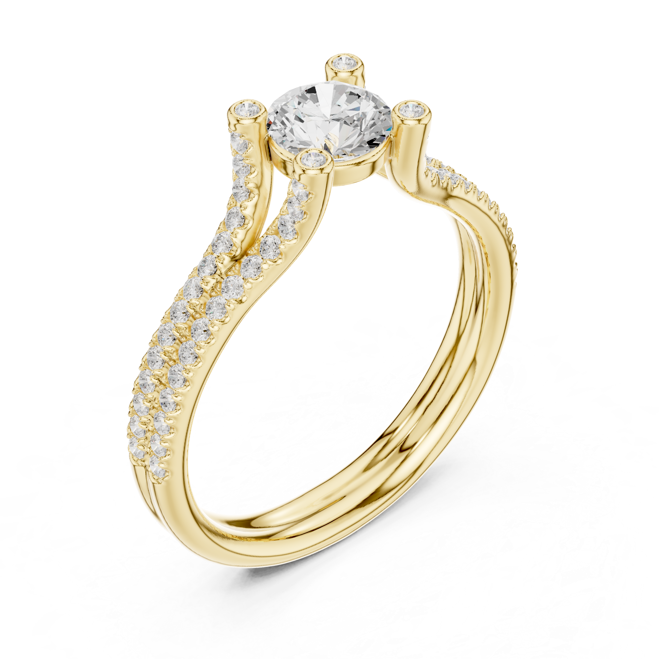 Round Cut Split Shank Diamond Anniversary Ring