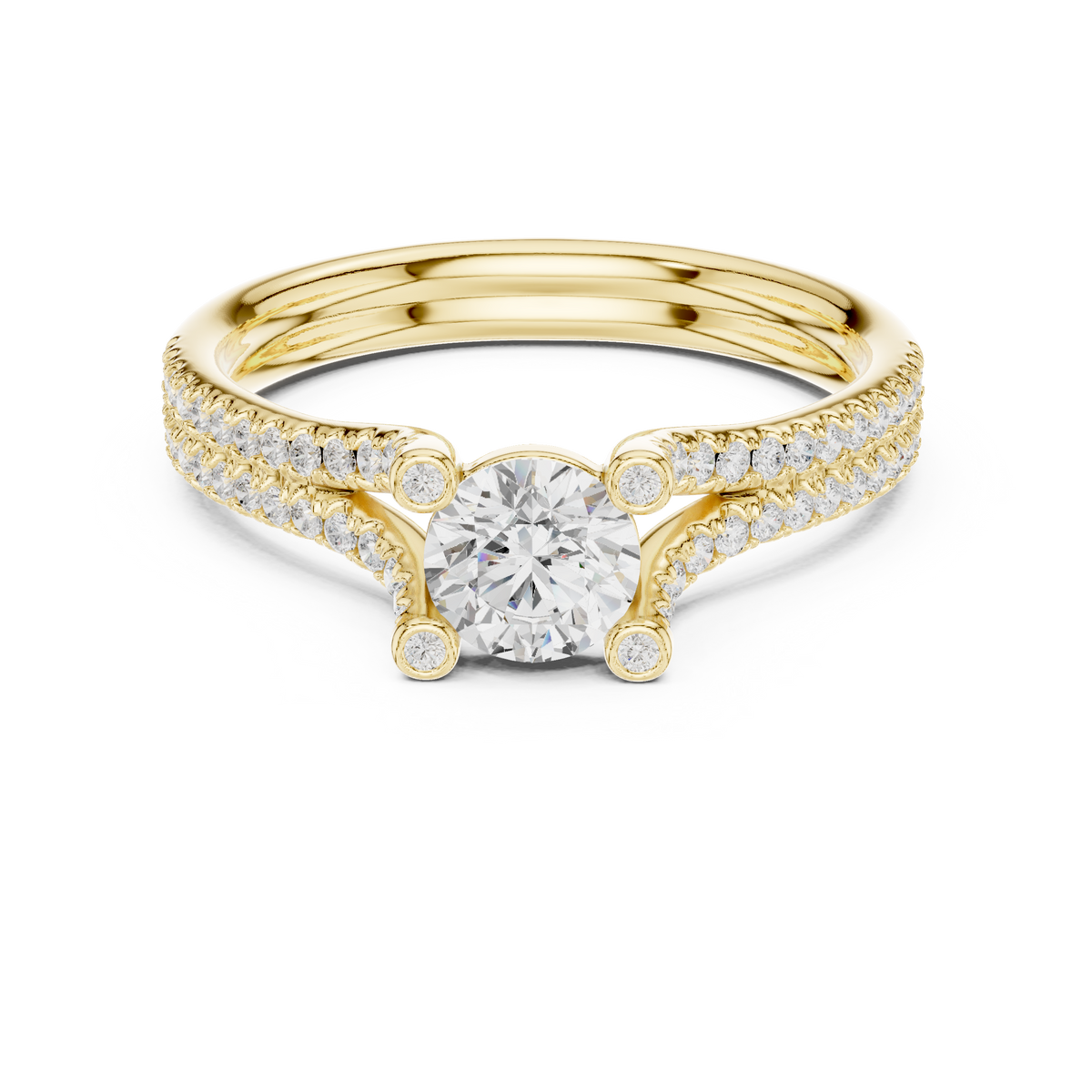 Round Cut Split Shank Diamond Anniversary Ring