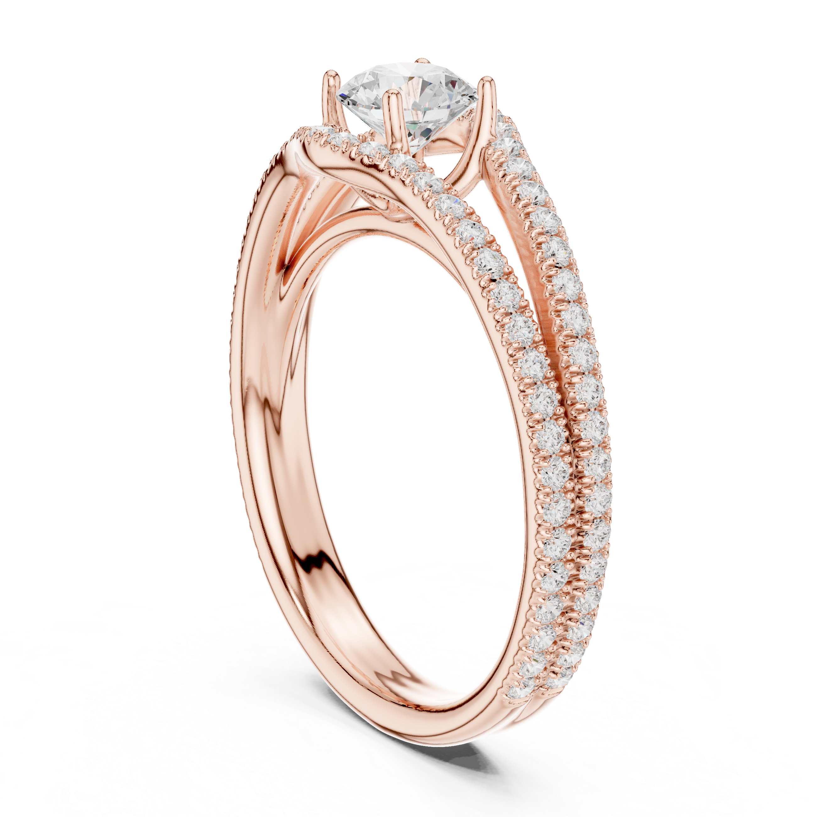 Round Cut Diamond Cathedral Setting Anniversary Ring