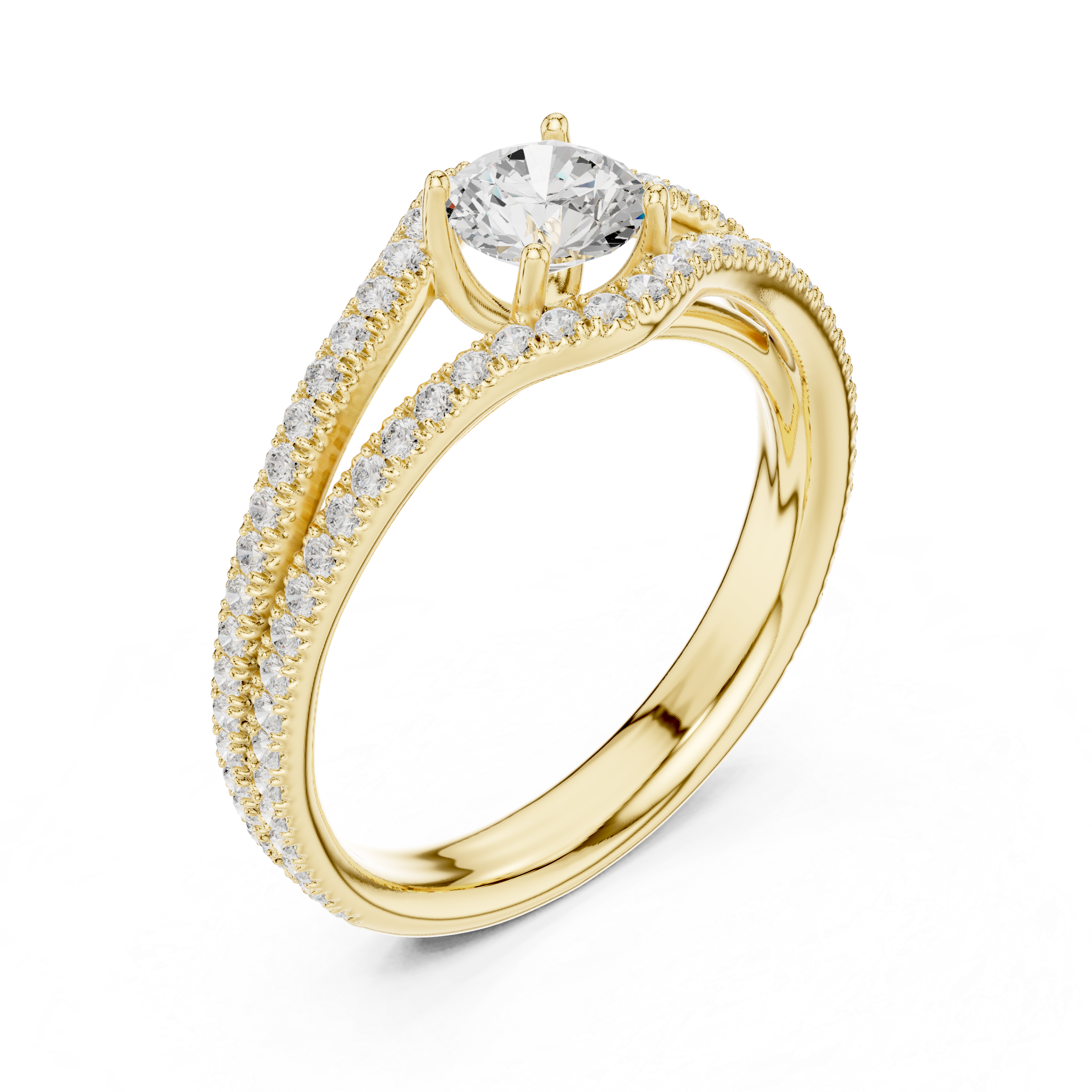 Round Cut Diamond Cathedral Setting Anniversary Ring