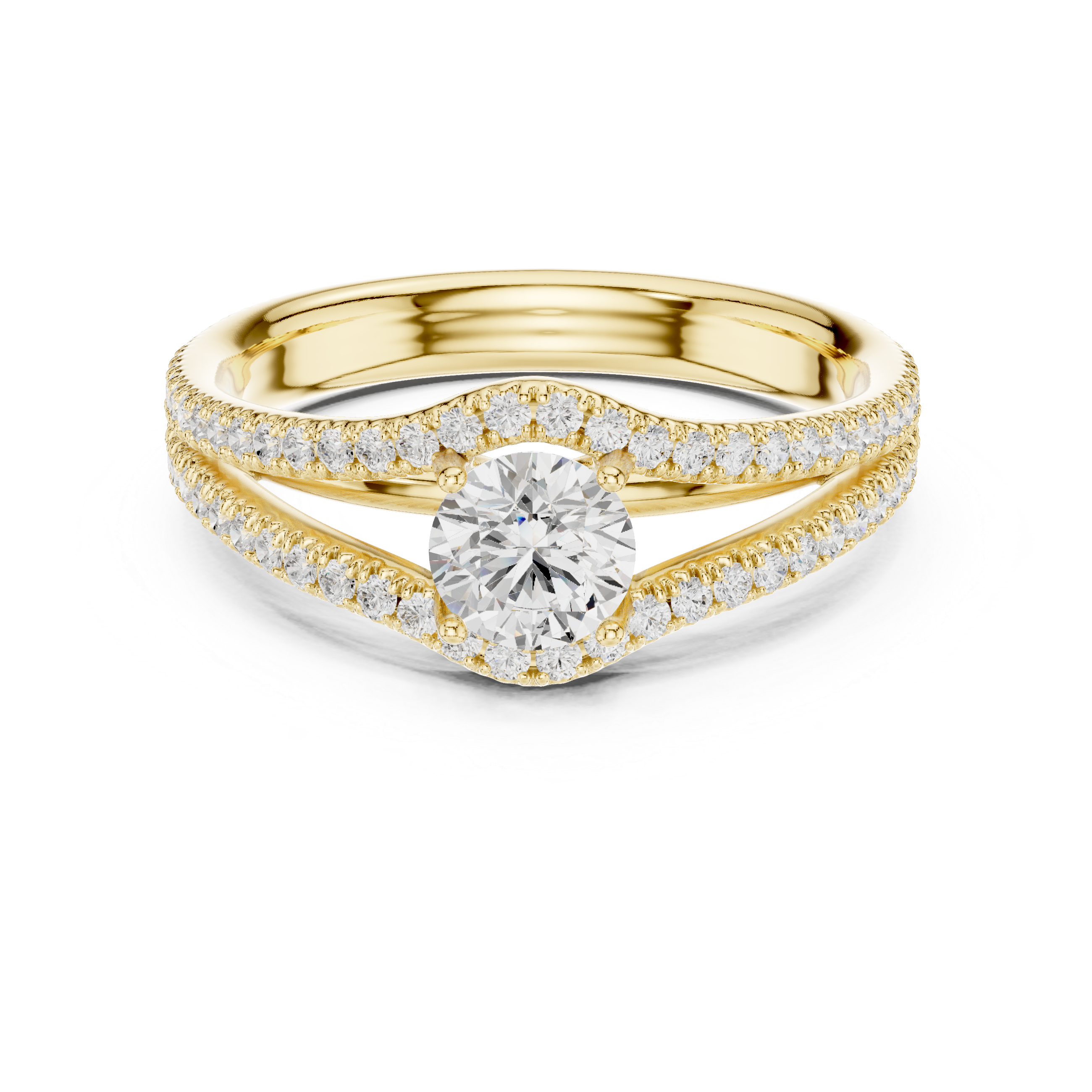 Round Cut Diamond Cathedral Setting Anniversary Ring