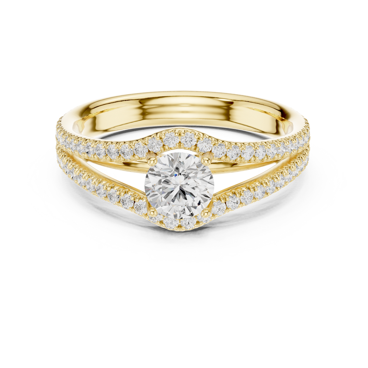 Round Cut Diamond Cathedral Setting Anniversary Ring