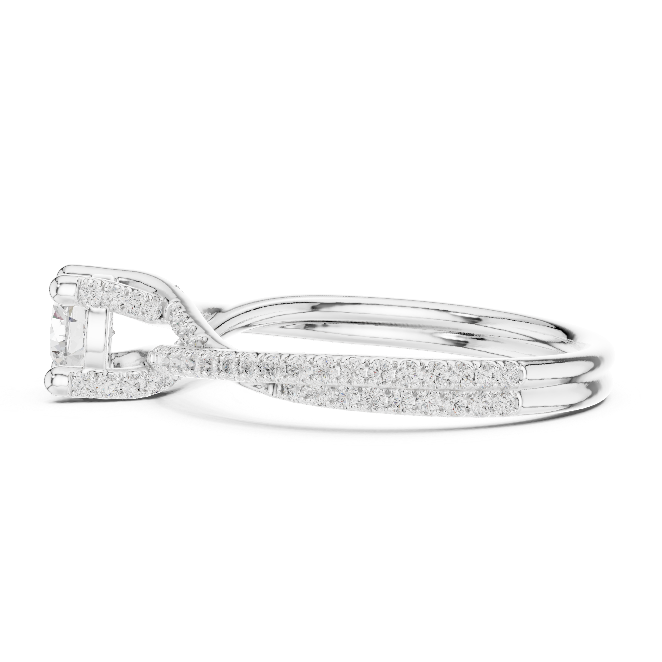 Round Brilliant Lab Diamond Cut Criss Cross Wedding Ring