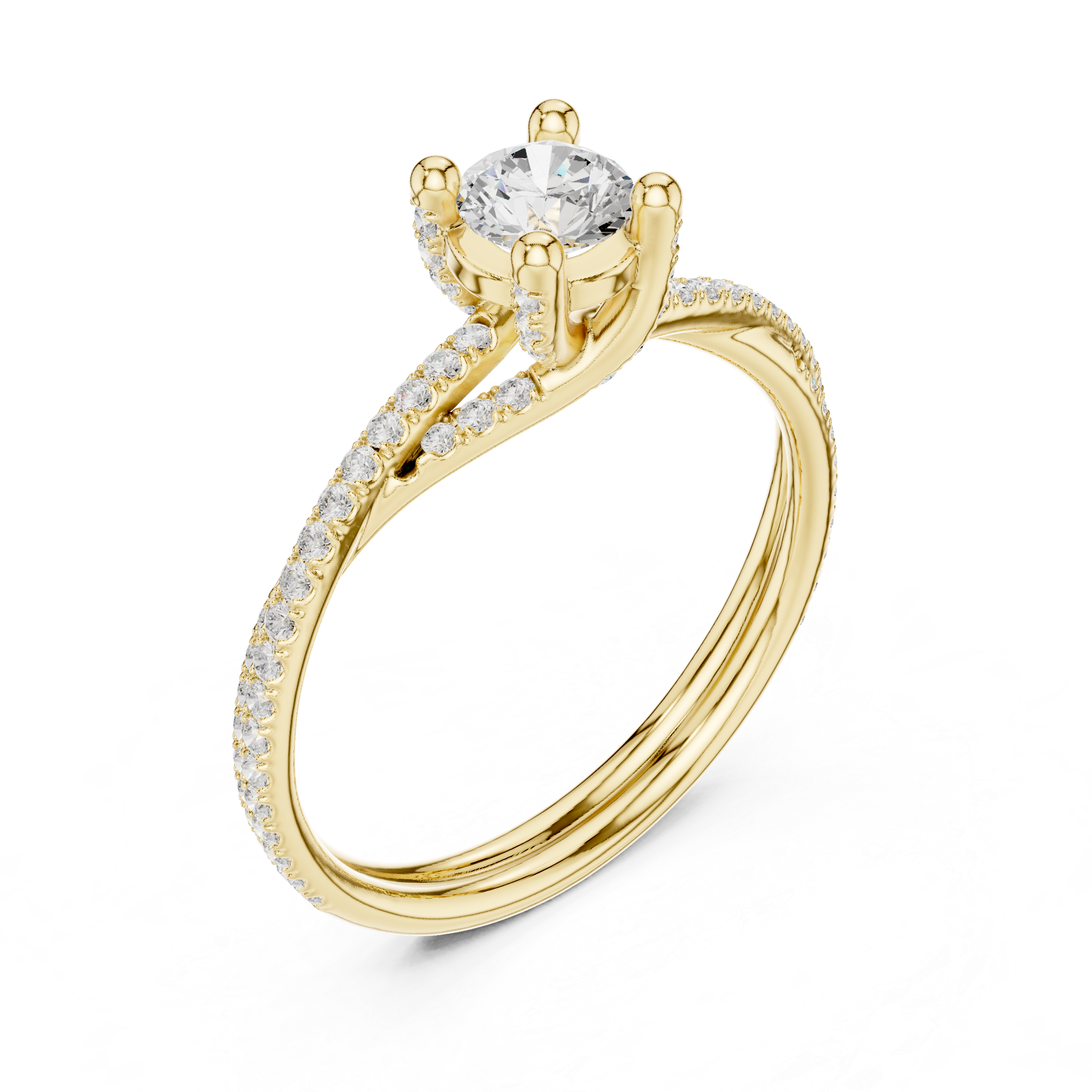 Round Brilliant Lab Diamond Cut Criss Cross Wedding Ring