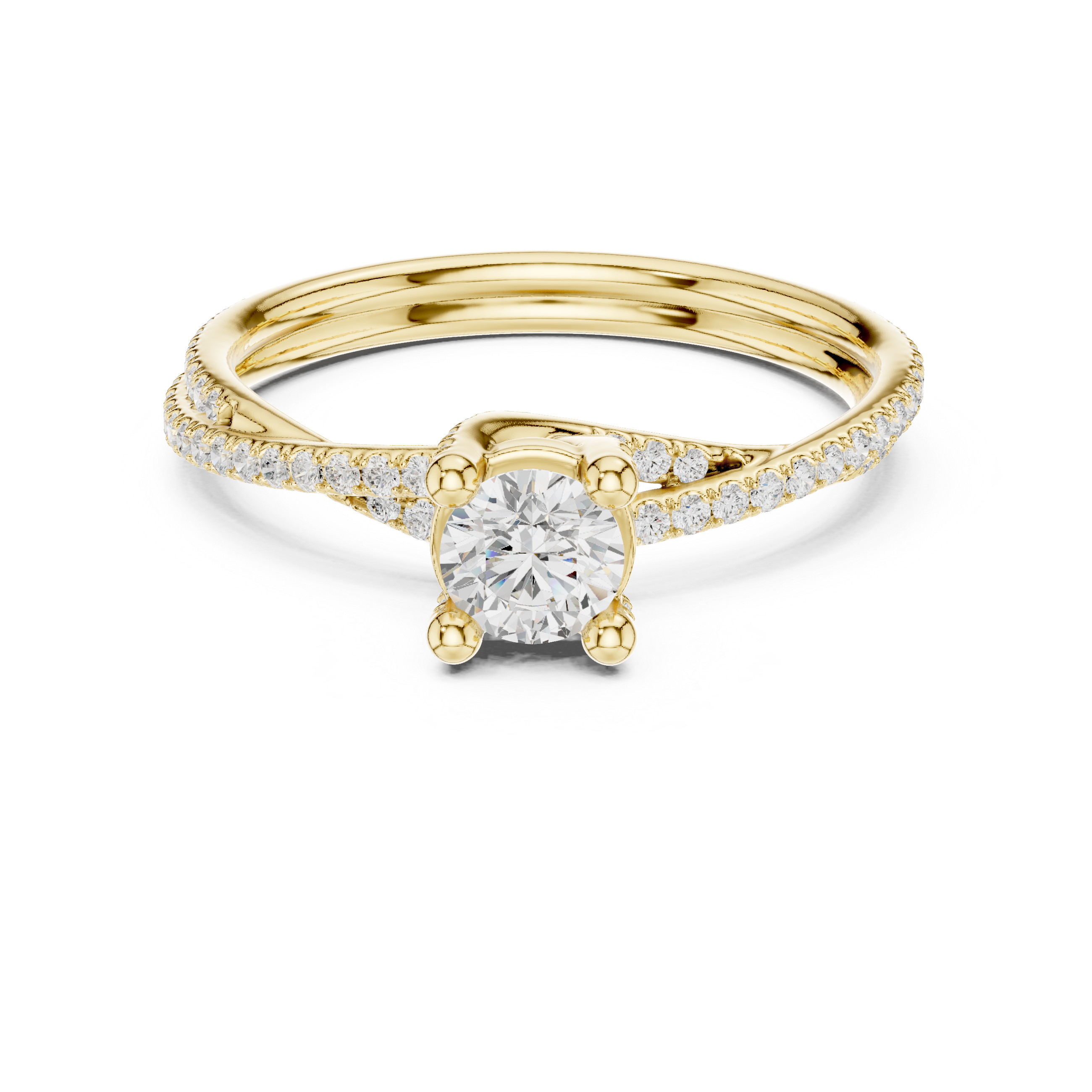 Round Brilliant Lab Diamond Cut Criss Cross Wedding Ring