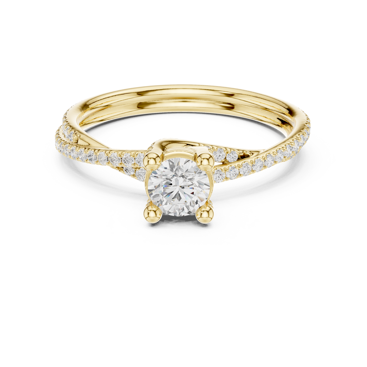 Round Brilliant Lab Diamond Cut Criss Cross Wedding Ring