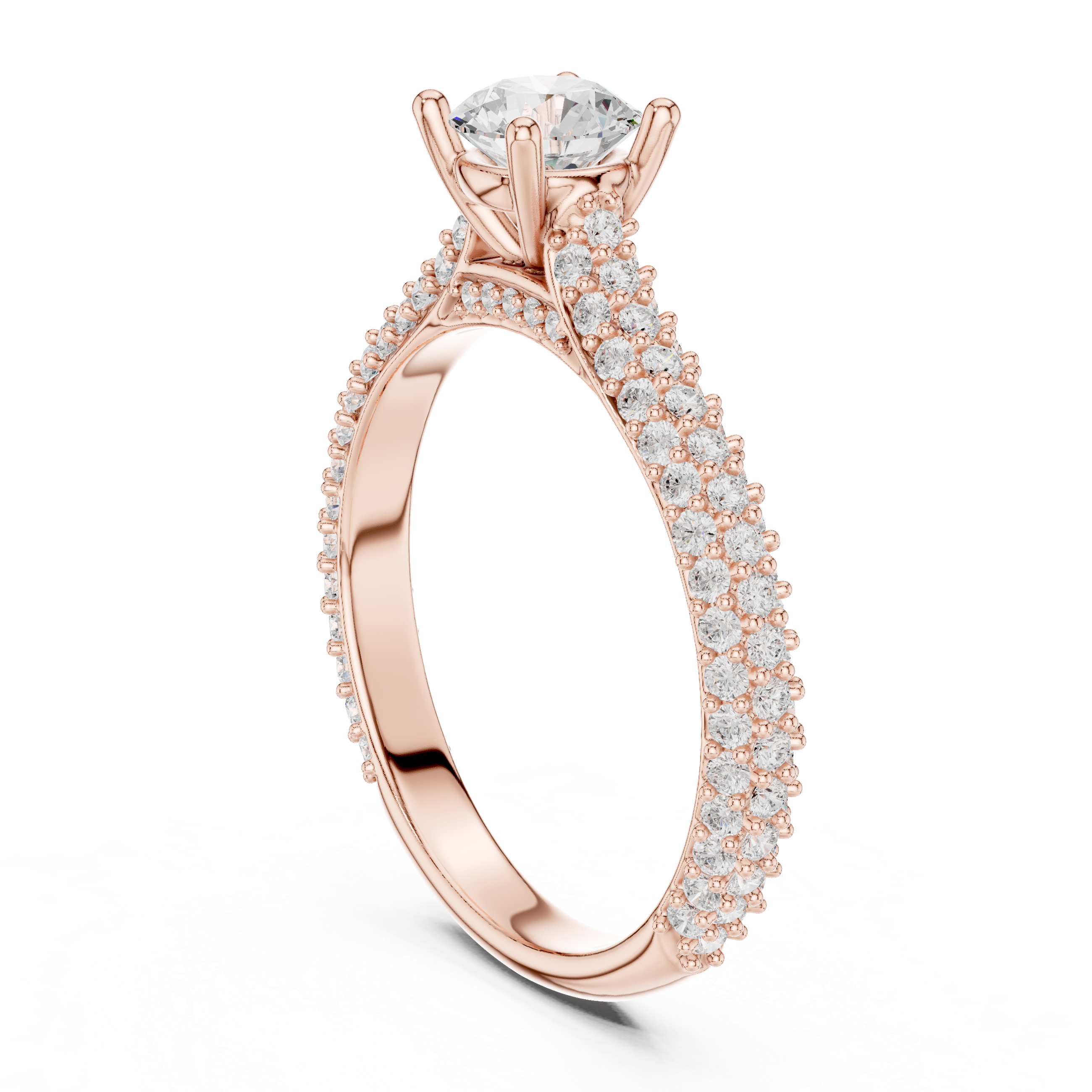 Round Brilliant Cut Triple Row Diamond Anniversary Ring