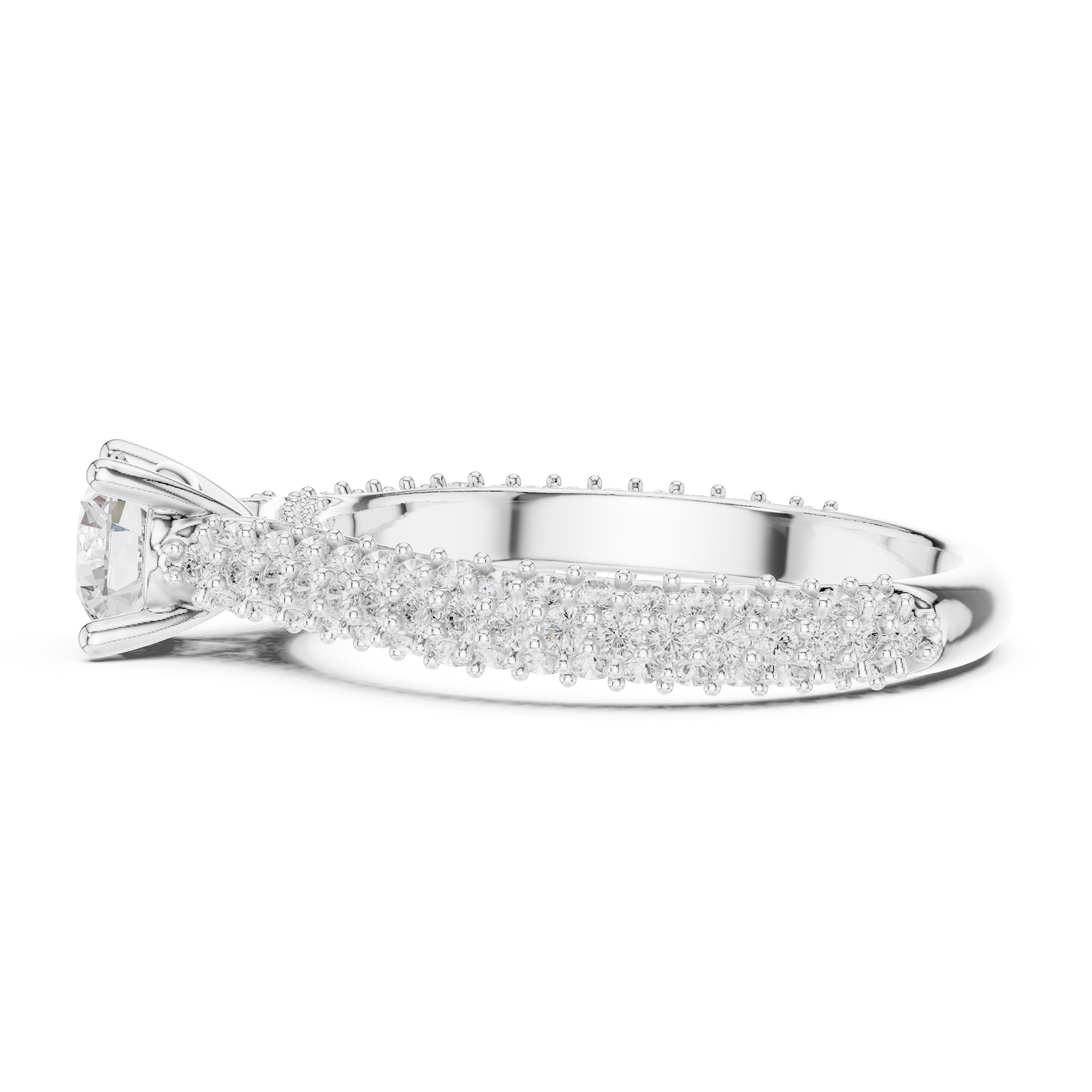 Round Brilliant Cut Triple Row Diamond Anniversary Ring