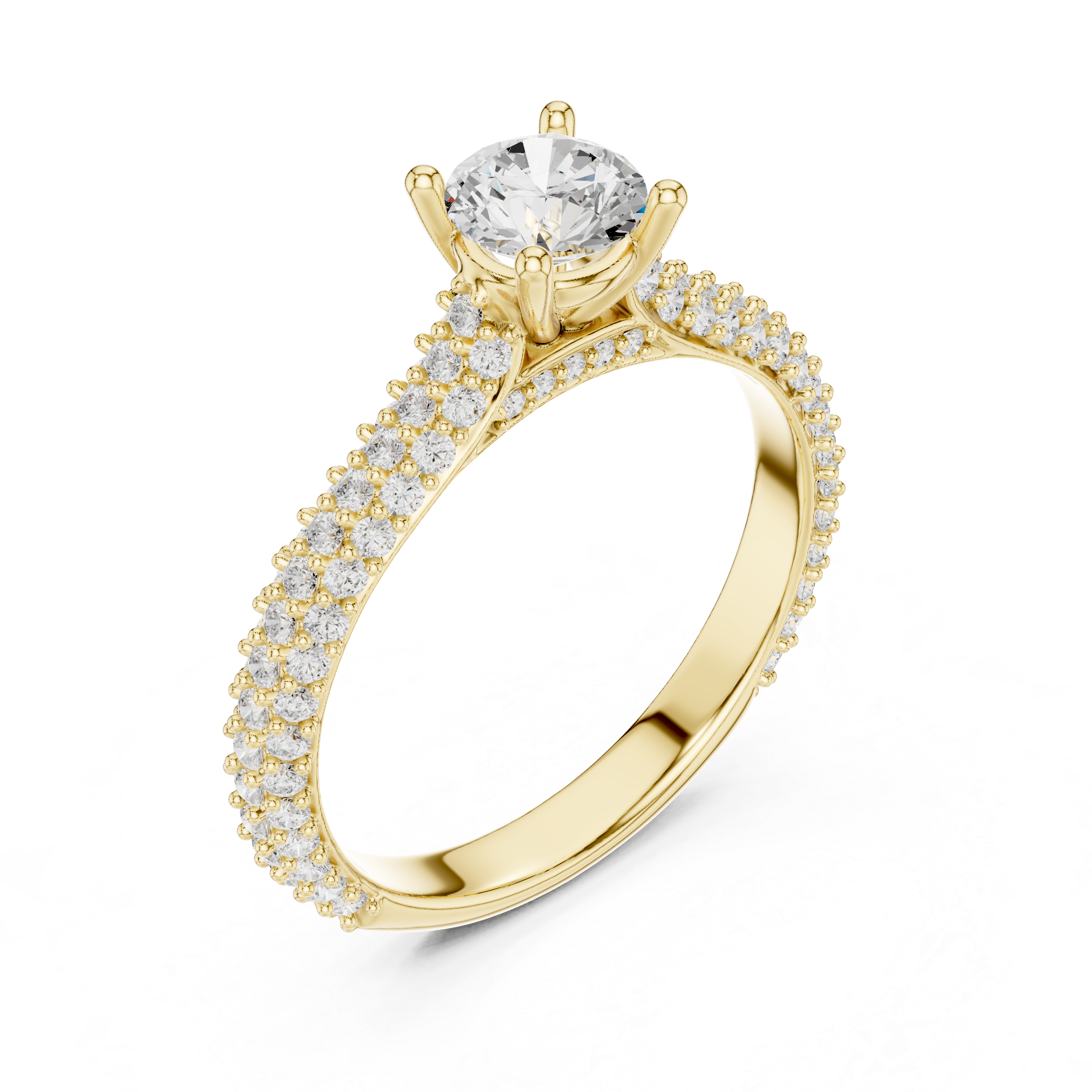 Round Brilliant Cut Triple Row Diamond Anniversary Ring