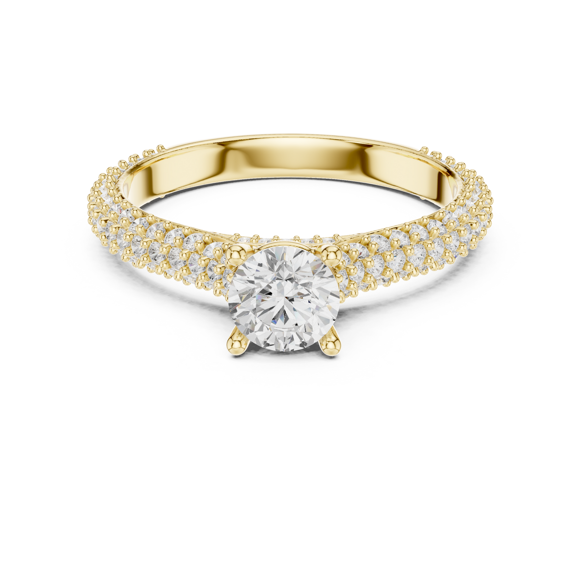 Round Brilliant Cut Triple Row Diamond Anniversary Ring