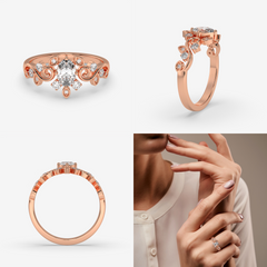 Oval Cut Cluster Set Ring