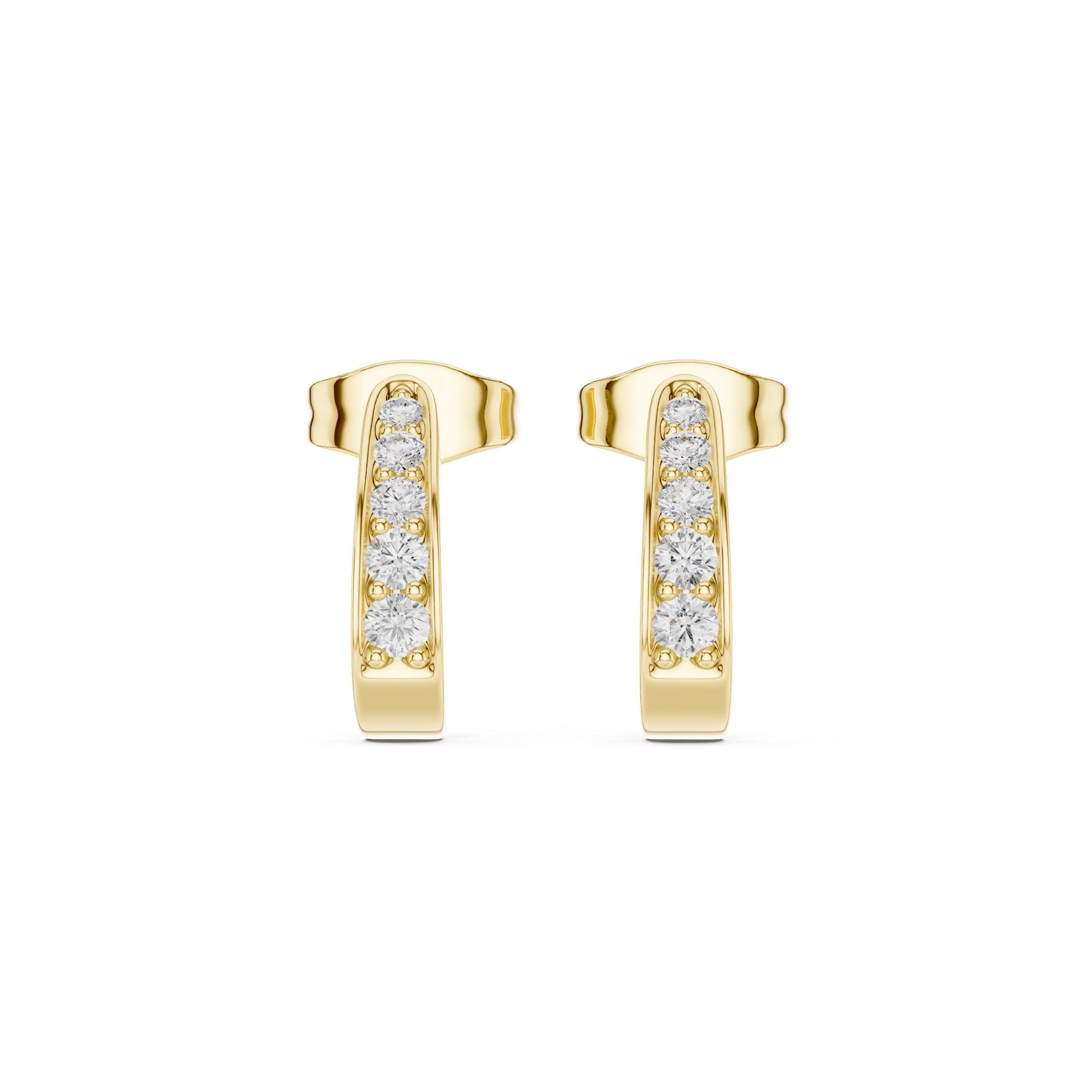Five-Stone Round Cut Graduated Diamond Hoops Earring