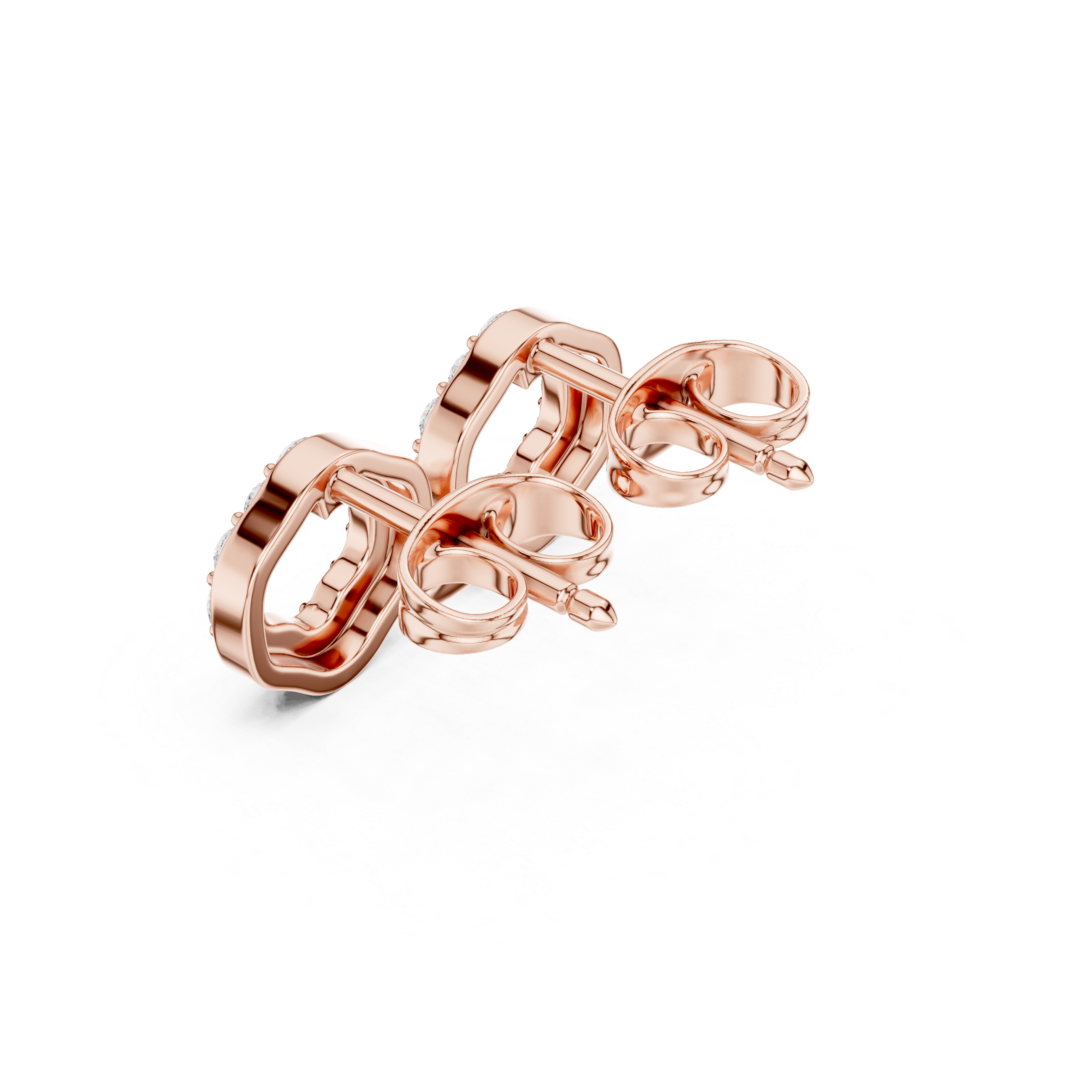 Round Cut Diamond Open Circle Stud Earrings