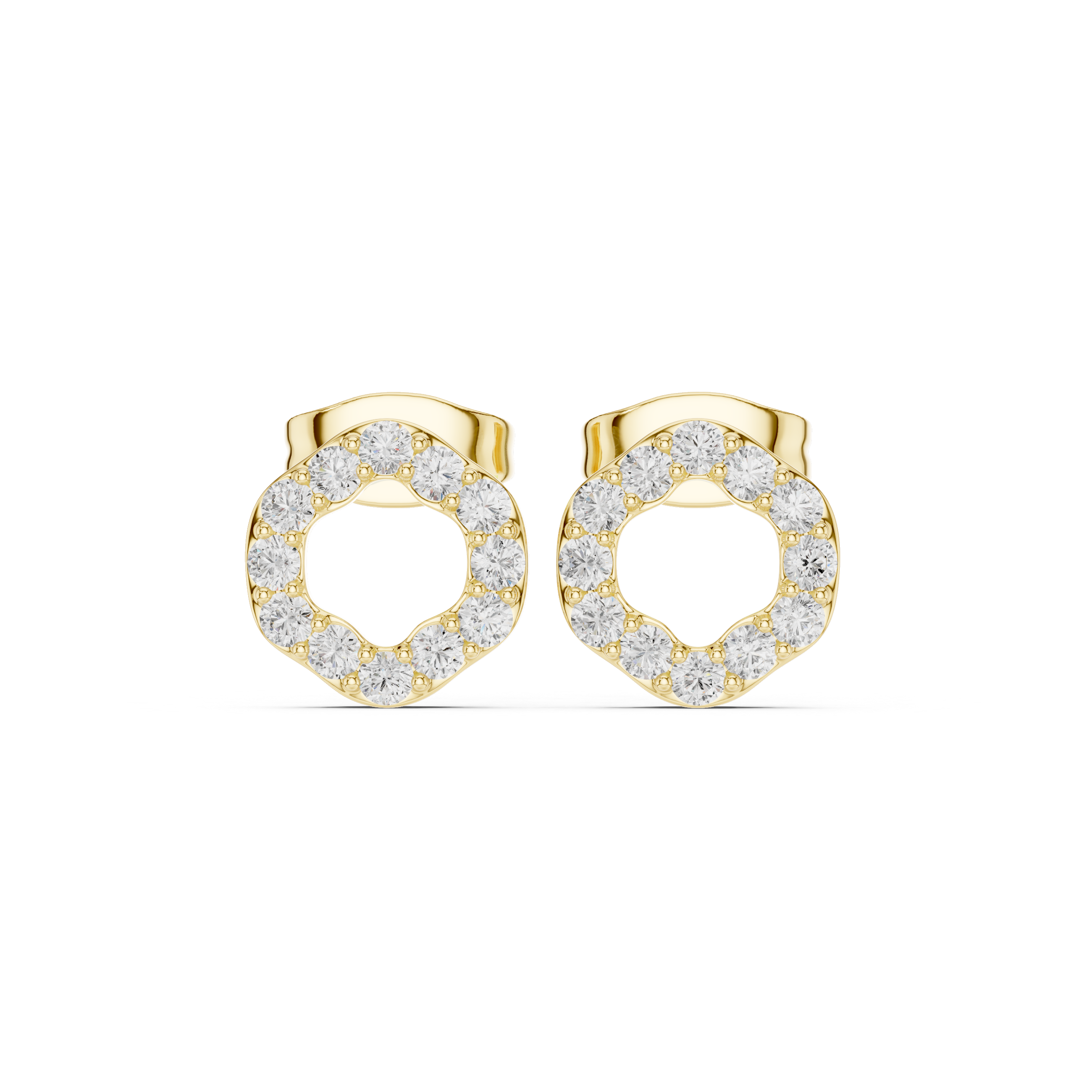 Round Cut Diamond Open Circle Stud Earrings