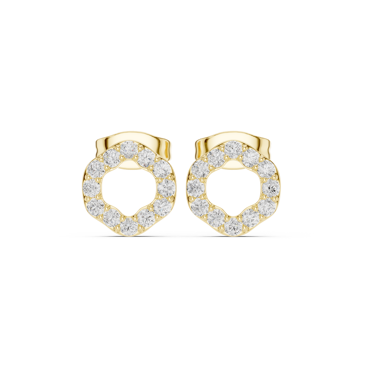 Round Cut Diamond Open Circle Stud Earrings