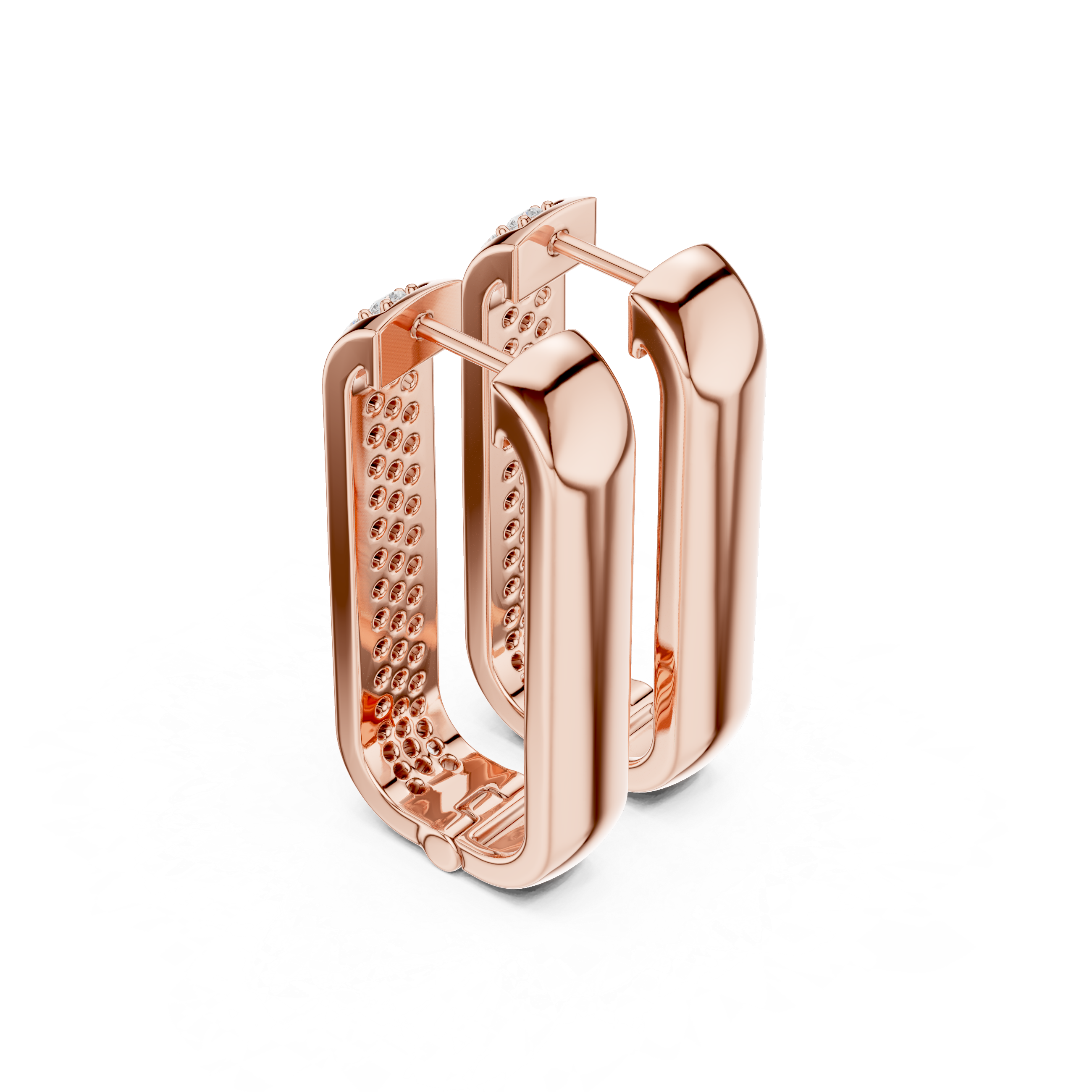 Round Cut Rectangular Hoop Earrings