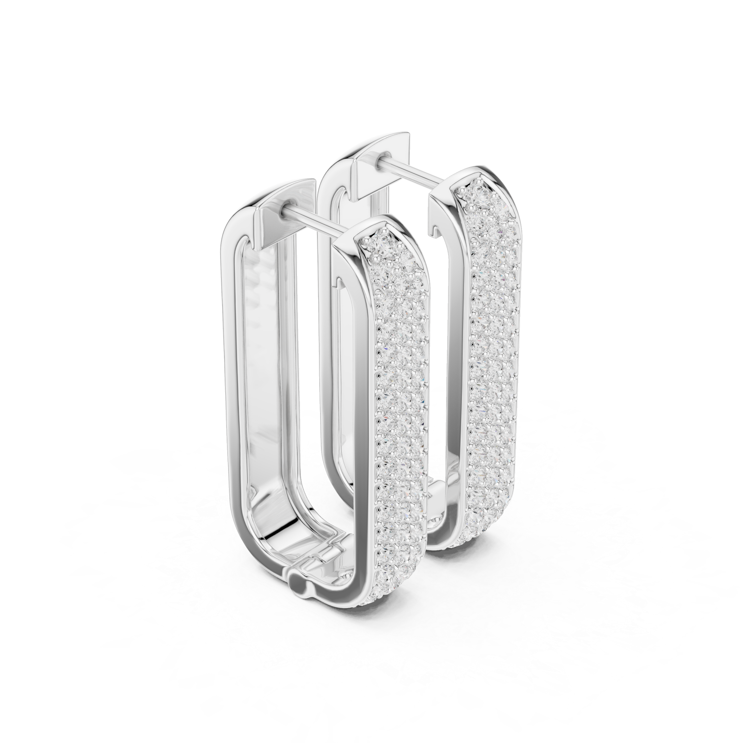 Round Cut Rectangular Hoop Earrings