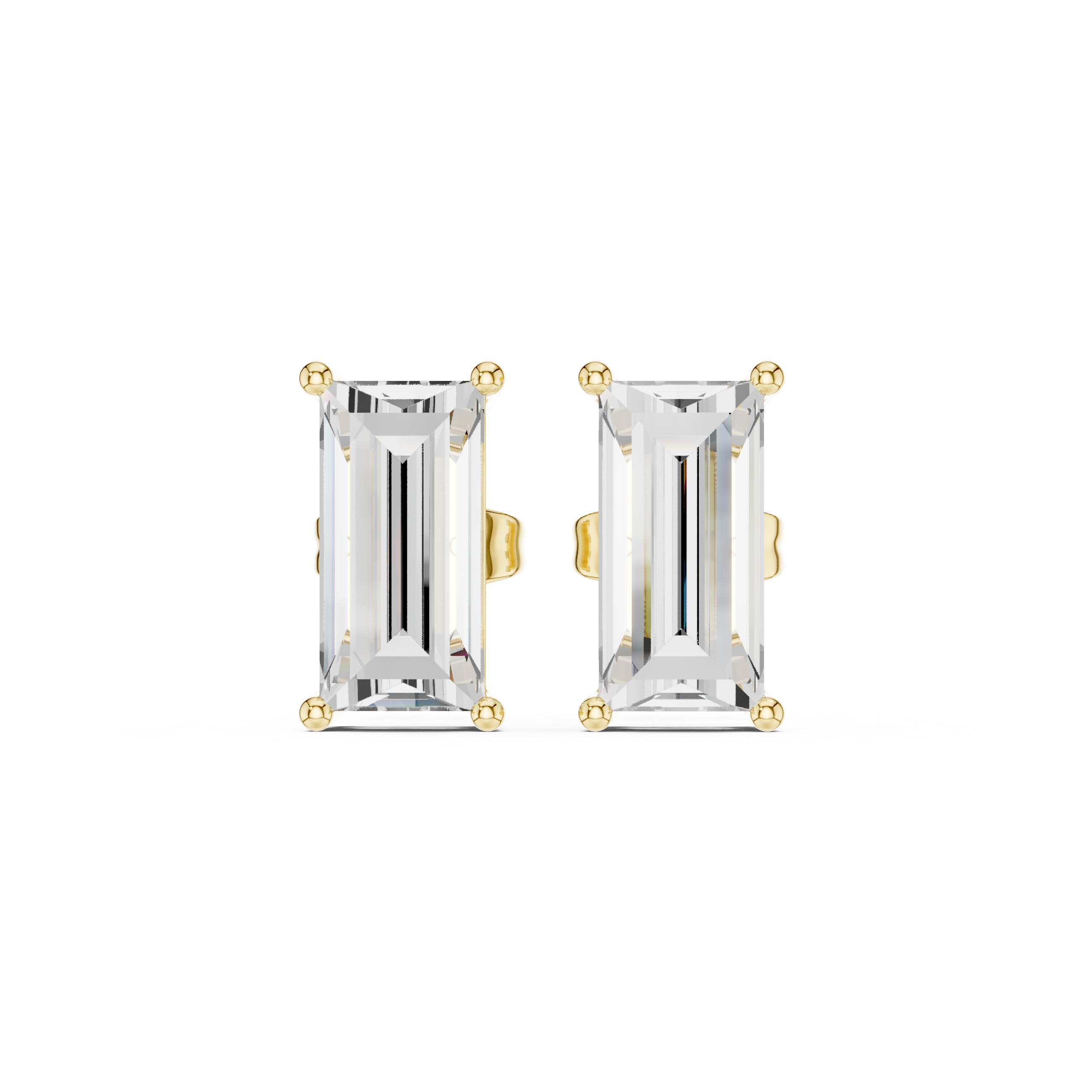 Baguette Diamond with Double Gallery Basket Stud