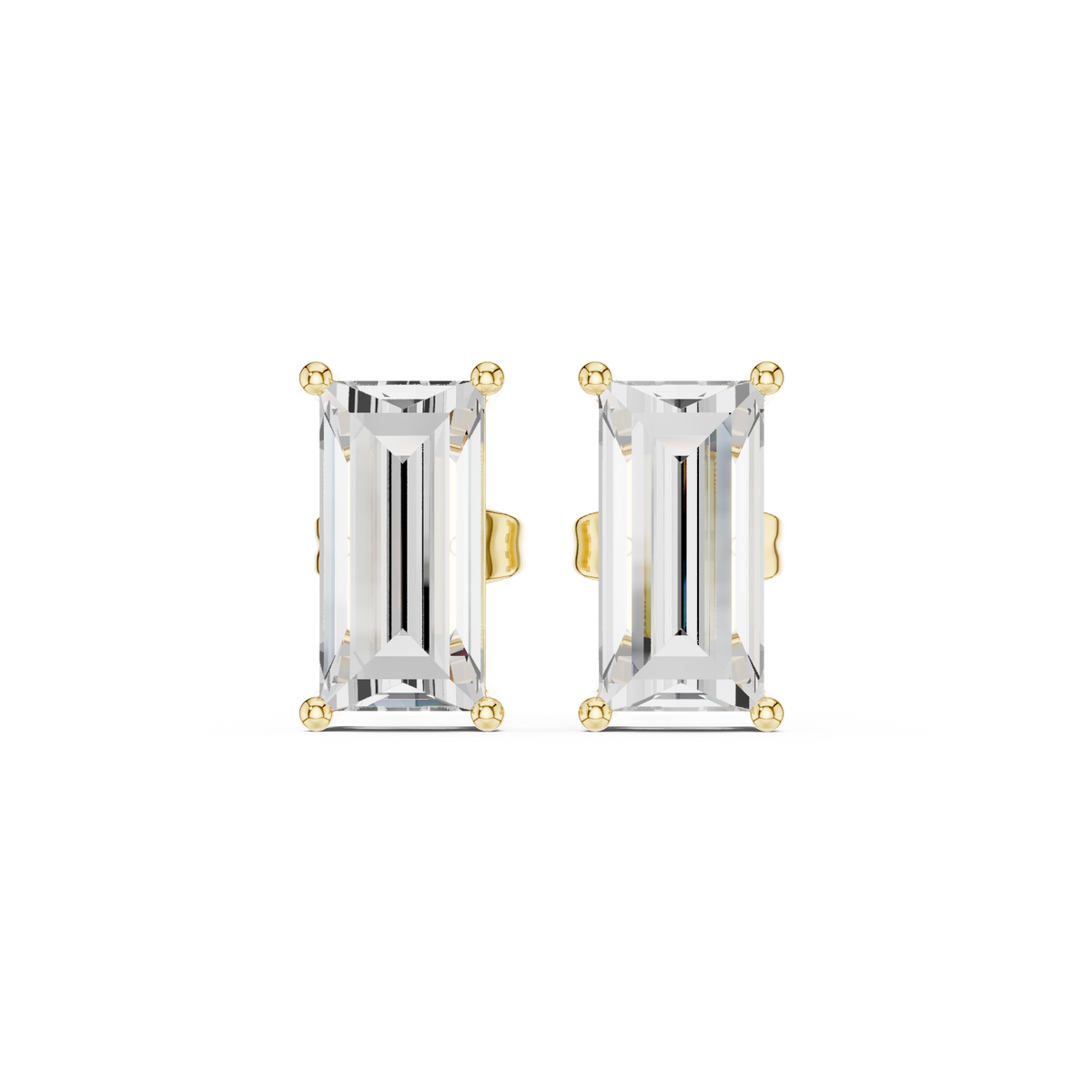 Baguette Diamond with Double Gallery Basket Stud