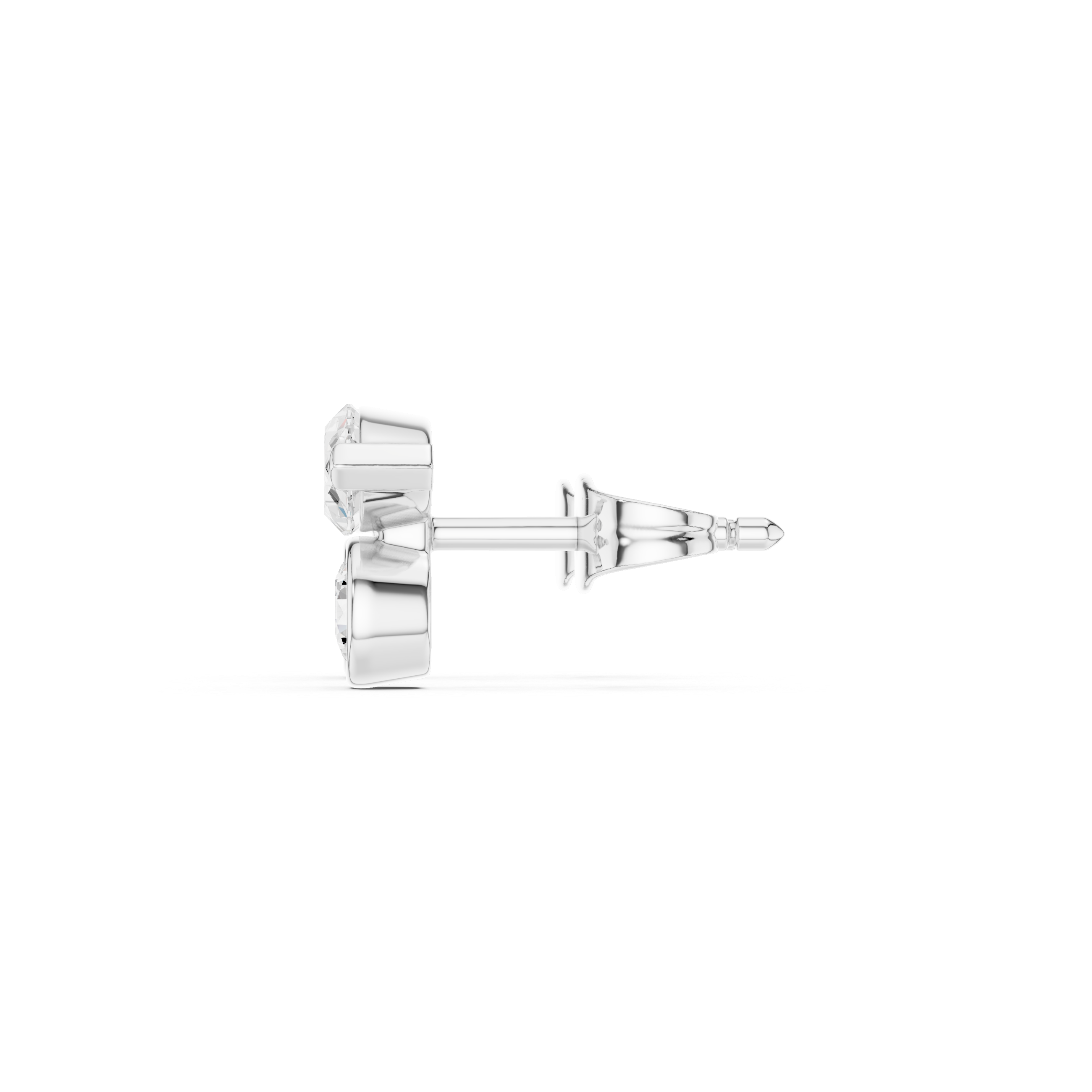 Marquise and Round Diamond Two-Stone Stud Earrings