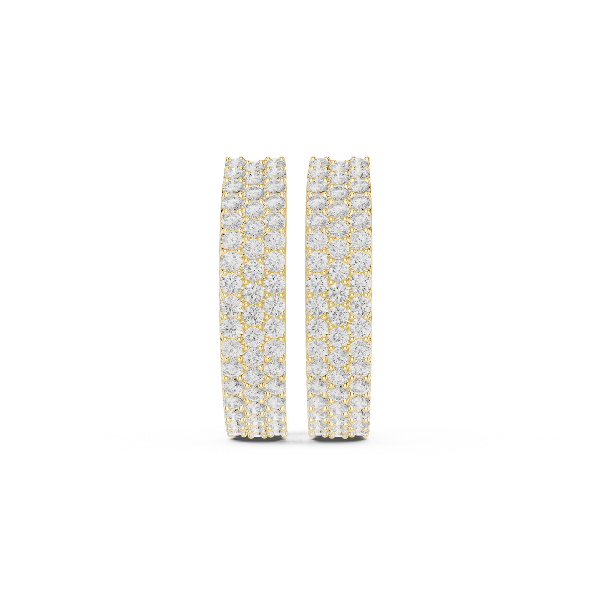 Round Brilliant Cut Diamonds Three Row Hoop Earrings