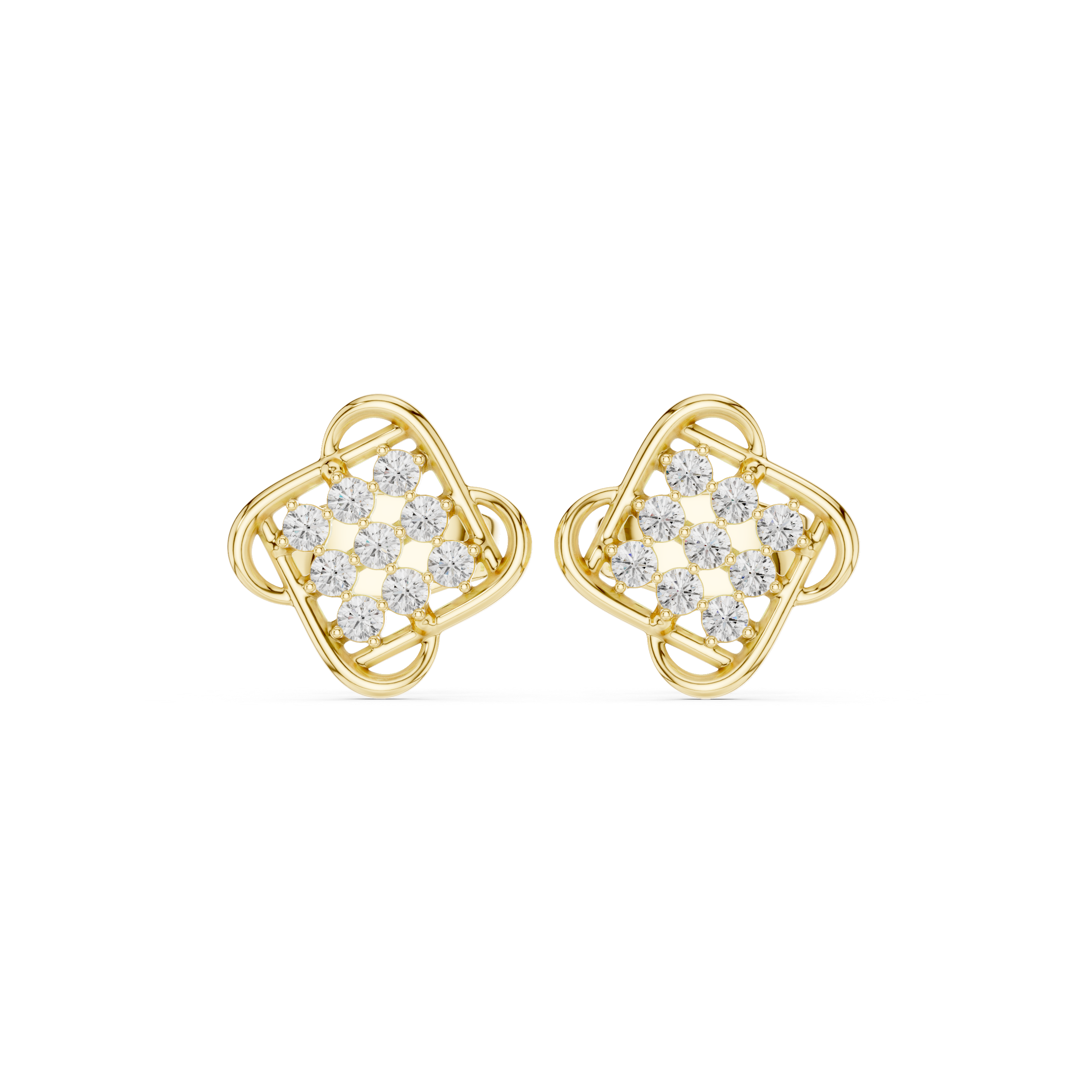 Round Cut Diamond Openwork Floral Cluster Earring