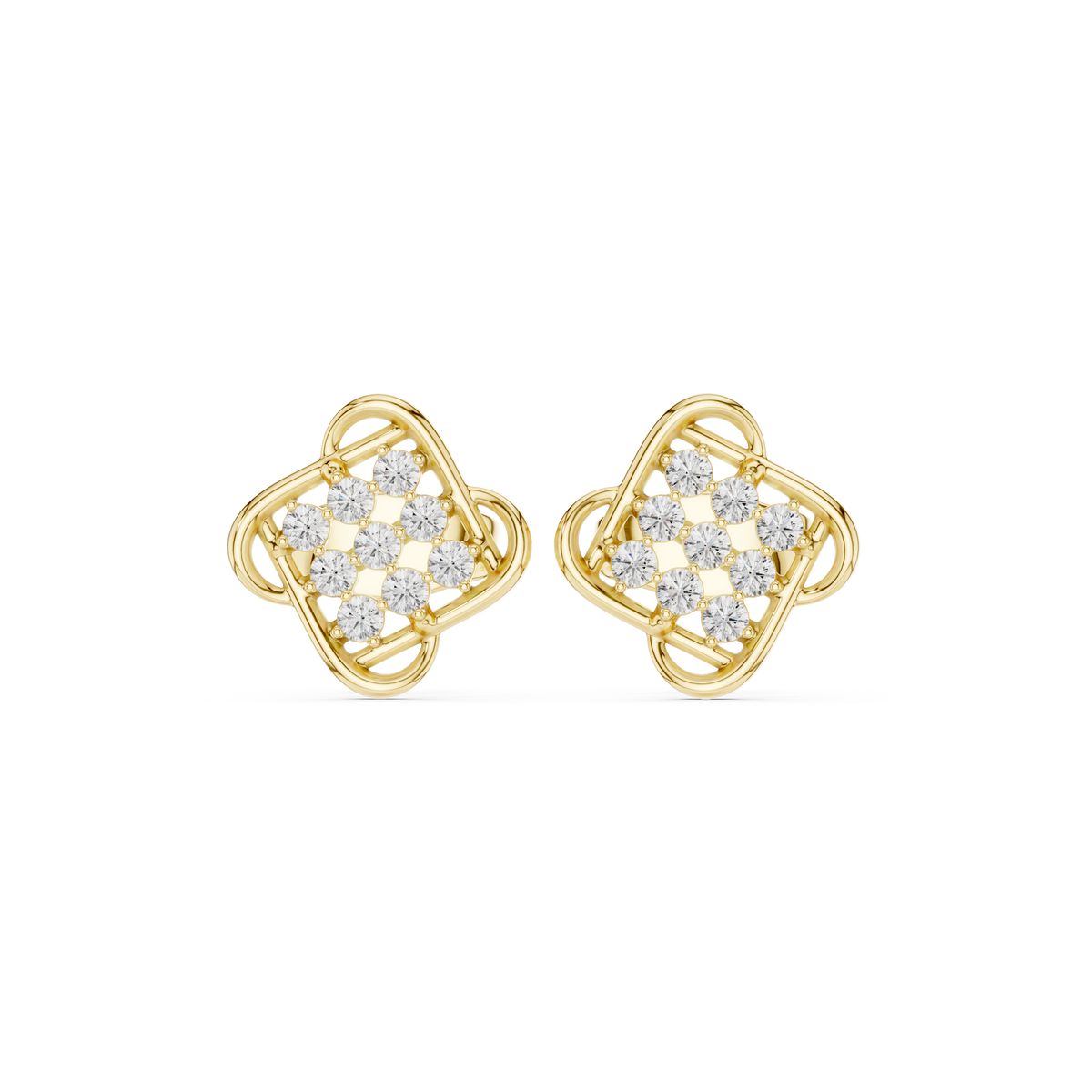 Round Cut Diamond Openwork Floral Cluster Earring