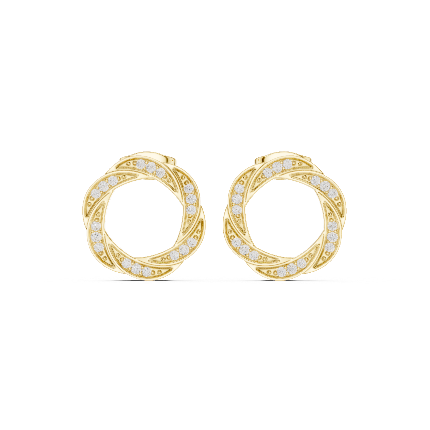 Round Cut Twisted Circle Diamond Earring