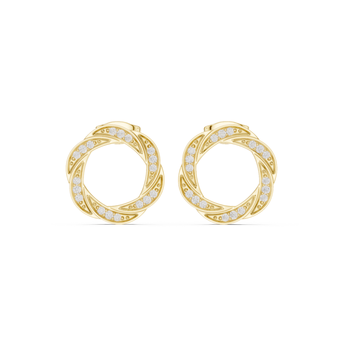 Round Cut Twisted Circle Diamond Earring
