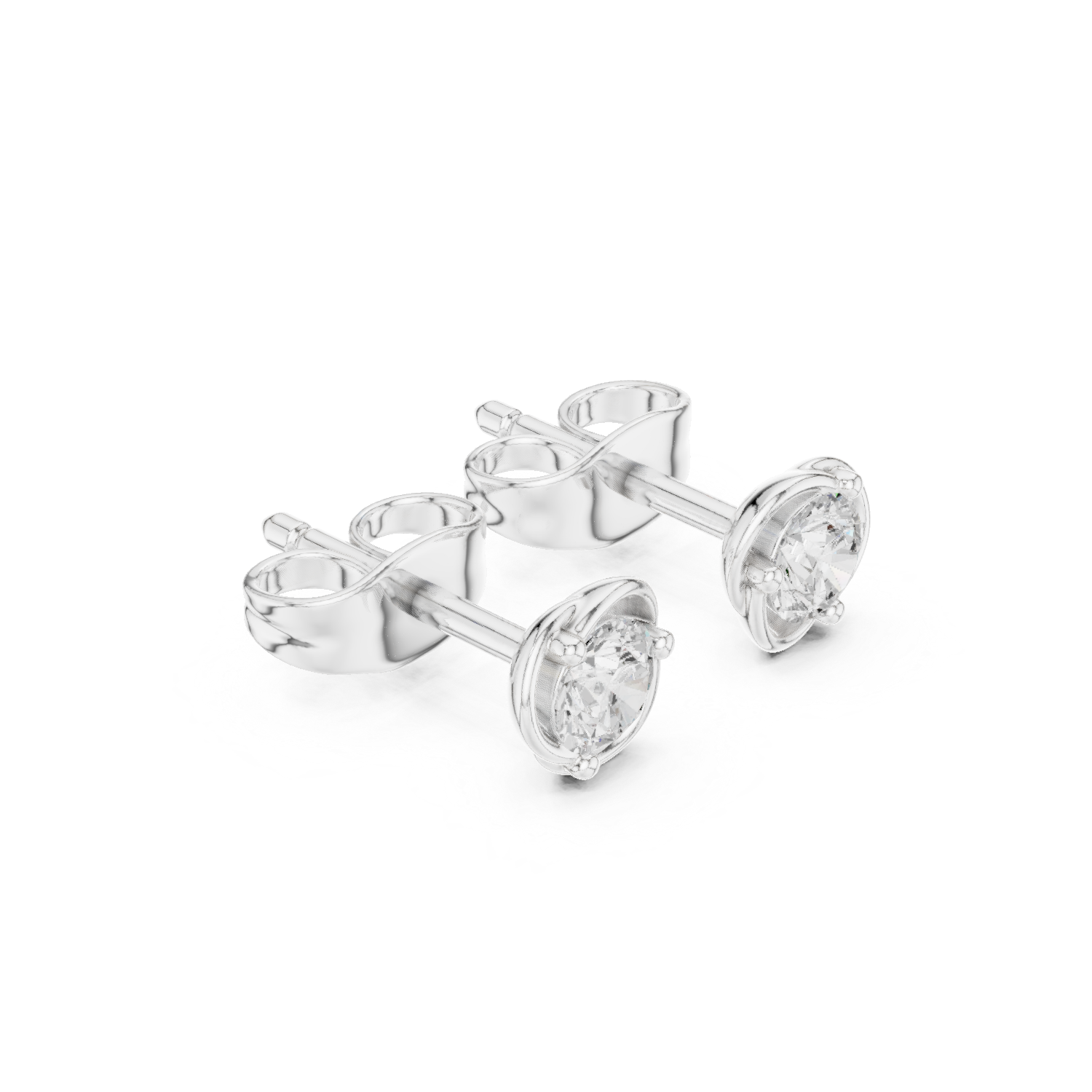 Round Cut Swirl Setting Diamond Studs