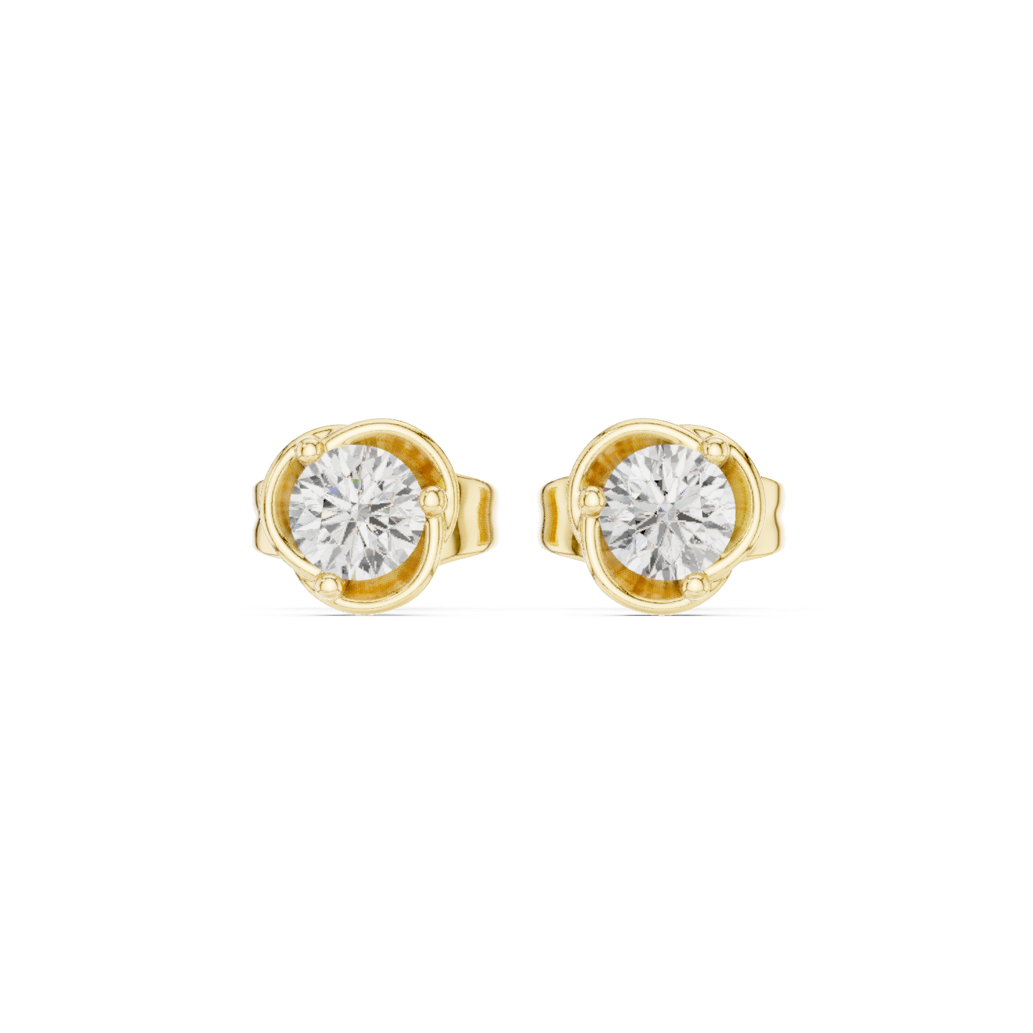 Round Cut Swirl Setting Diamond Studs
