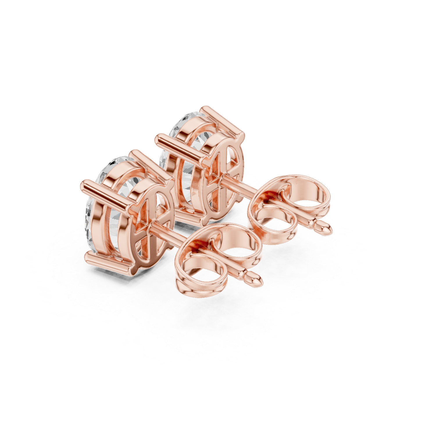 Oval Diamond with Double Gallery Basket Stud