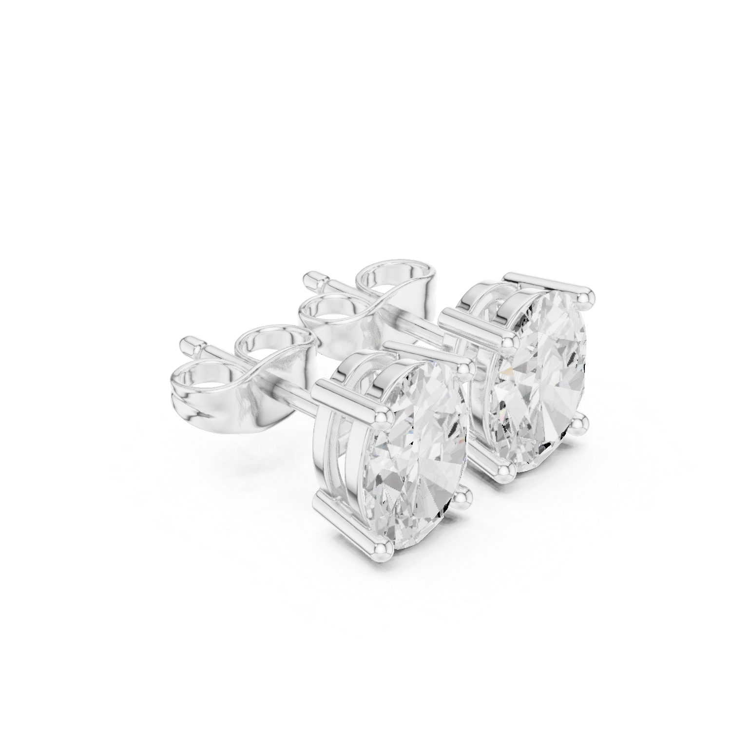 Oval Diamond with Double Gallery Basket Stud